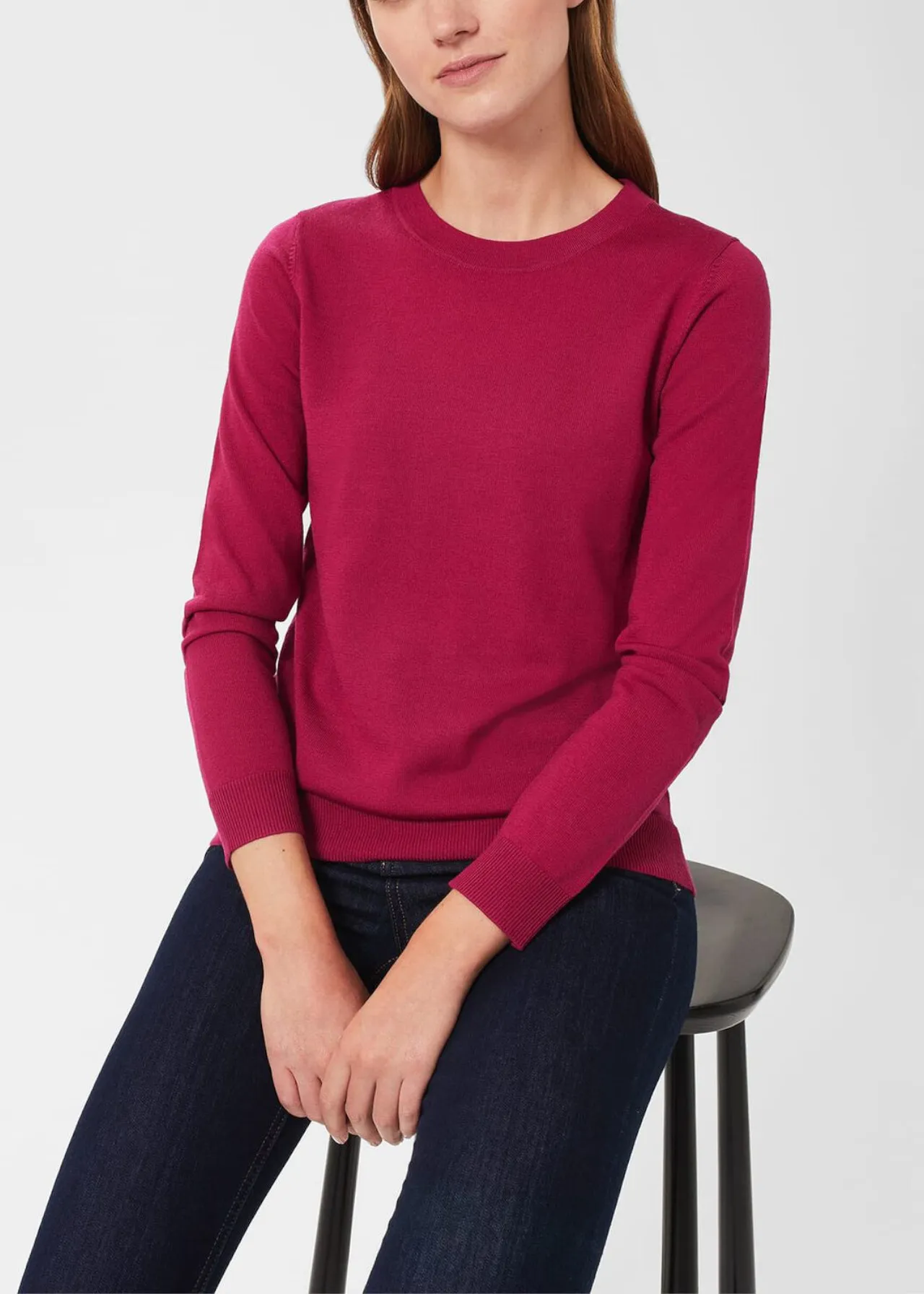 Hobbs London  |Crew Neck Casual Style Wool Street Style Long Sleeves Plain