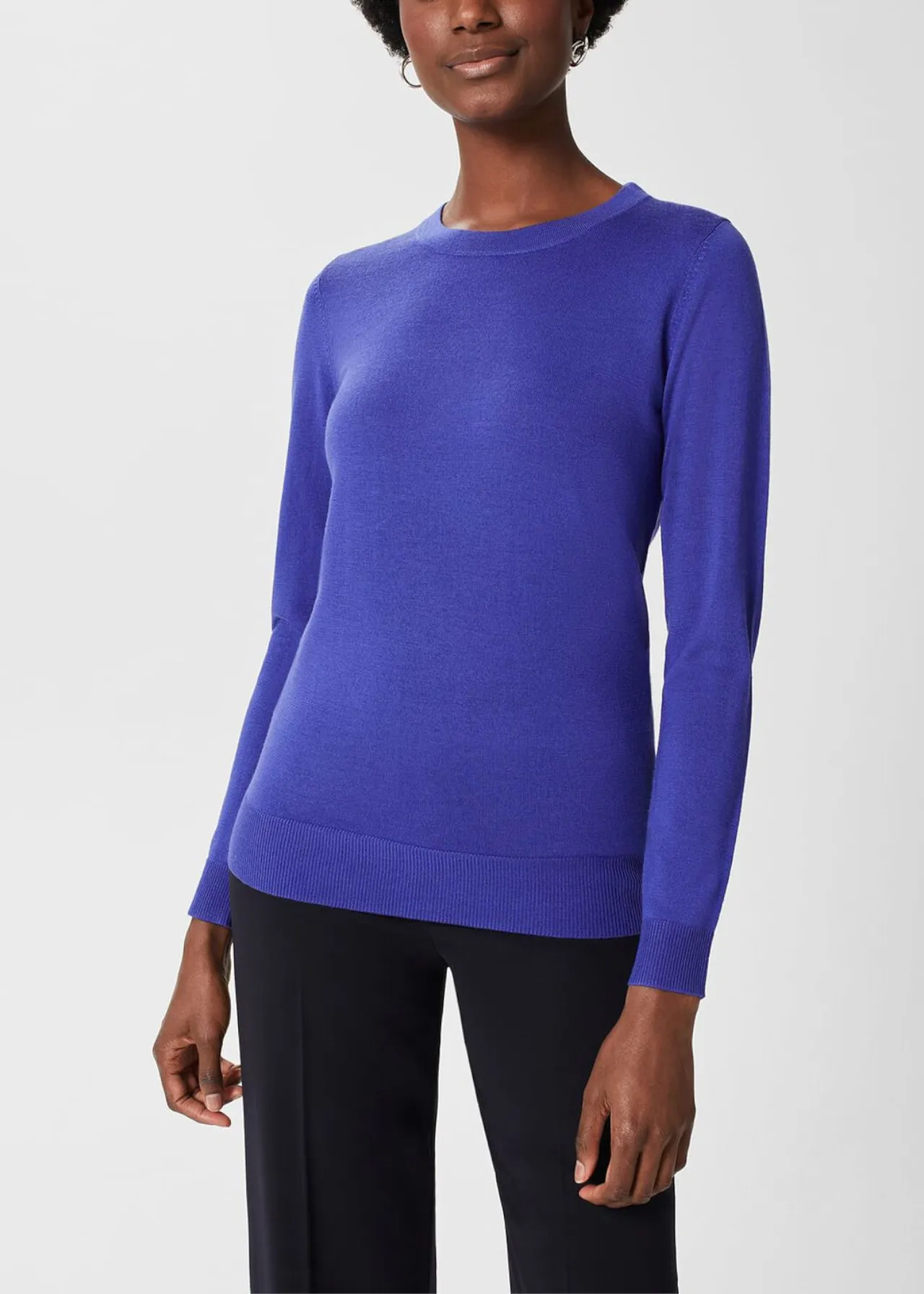 Hobbs London  |Crew Neck Casual Style Wool Street Style Long Sleeves Plain