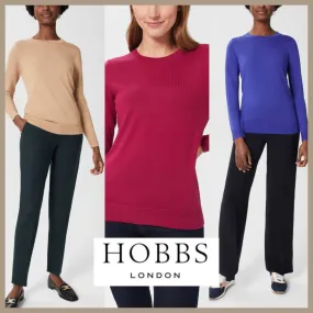 Hobbs London  |Crew Neck Casual Style Wool Street Style Long Sleeves Plain