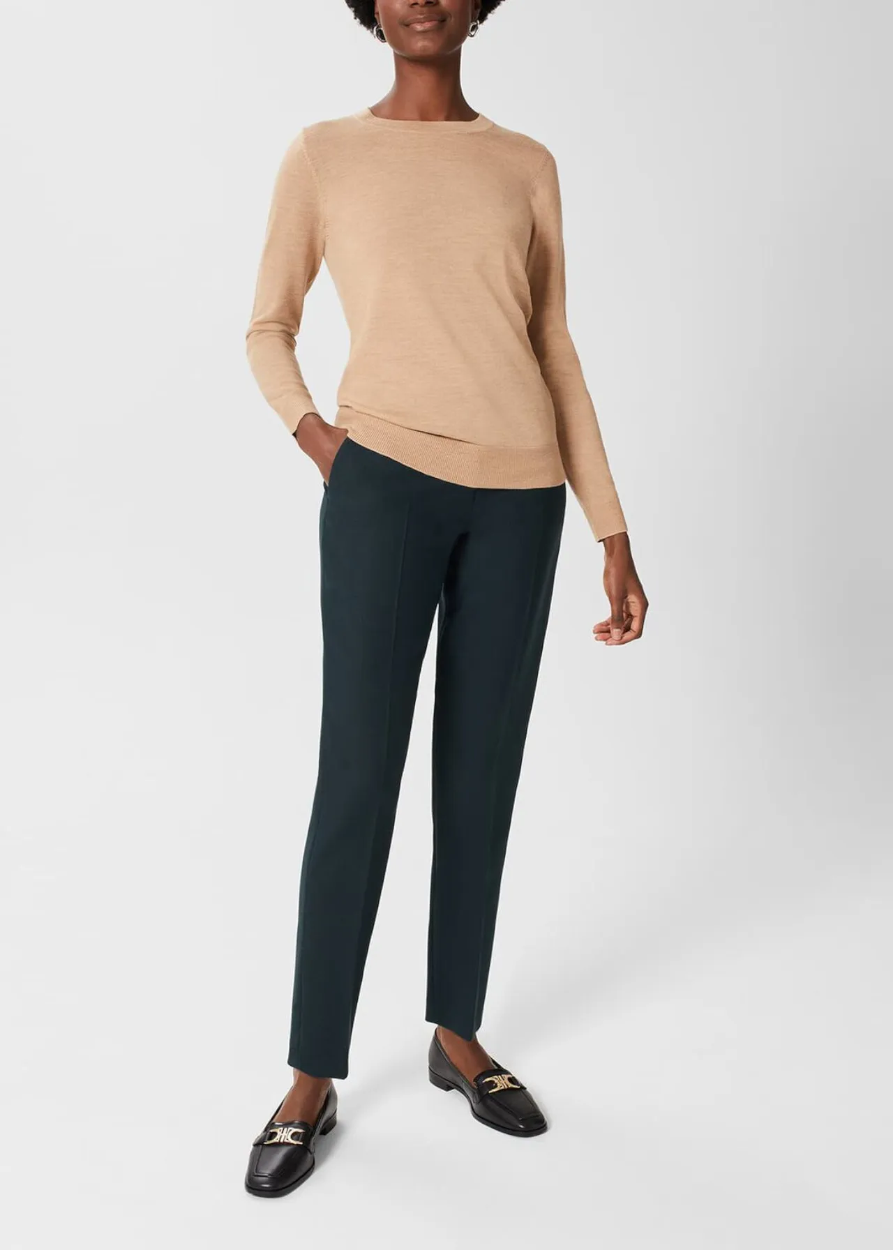 Hobbs London  |Crew Neck Casual Style Wool Street Style Long Sleeves Plain