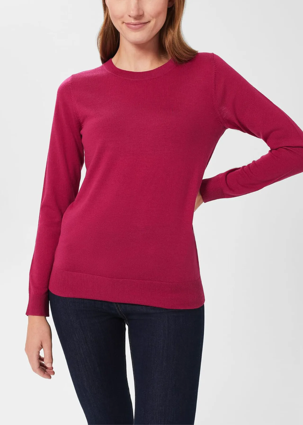 Hobbs London  |Crew Neck Casual Style Wool Street Style Long Sleeves Plain