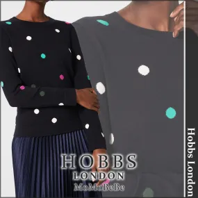 Hobbs London  |Crew Neck Dots Casual Style Long Sleeves Cotton Medium