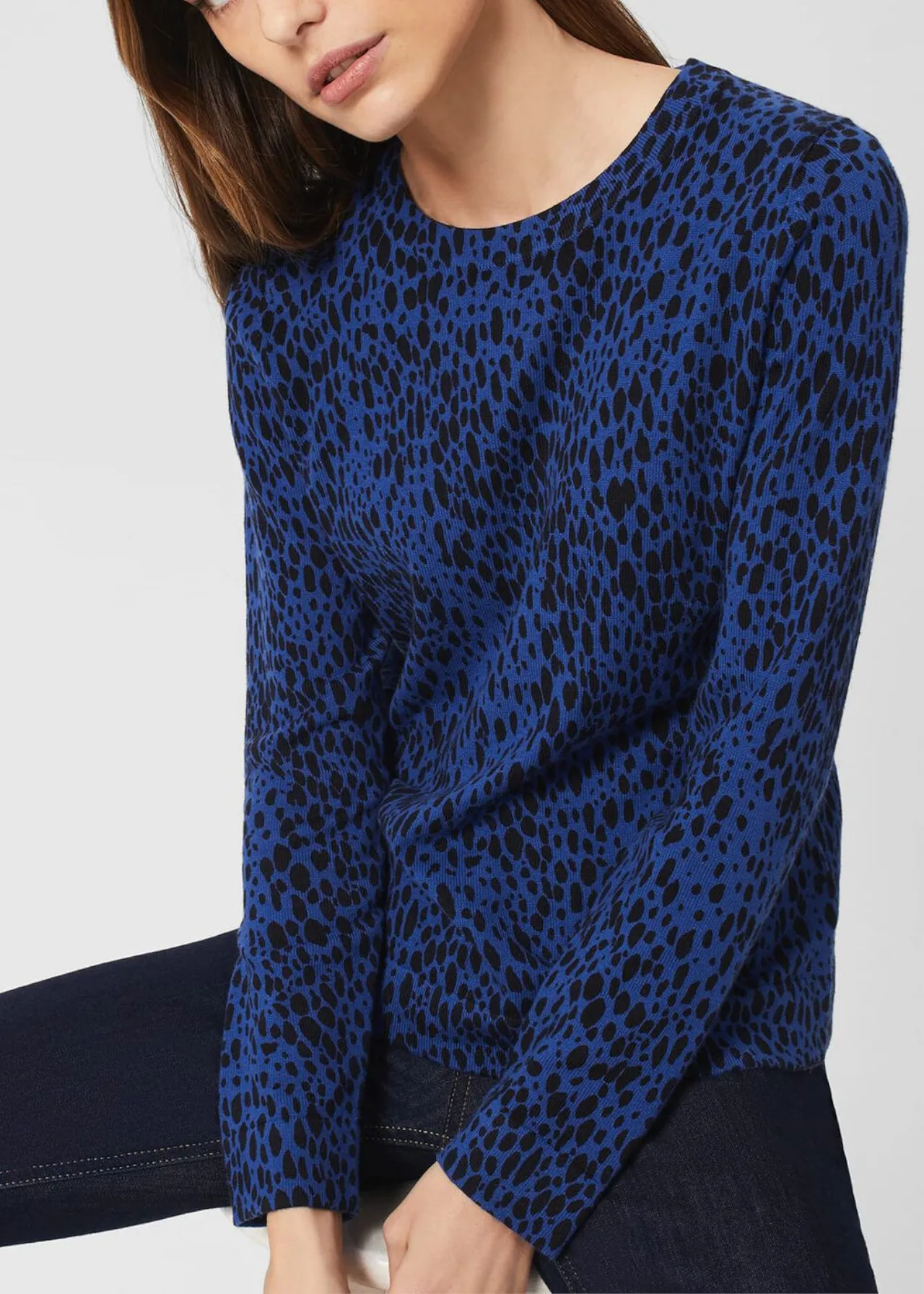 Hobbs London  |Crew Neck Leopard Patterns Casual Style Wool Nylon