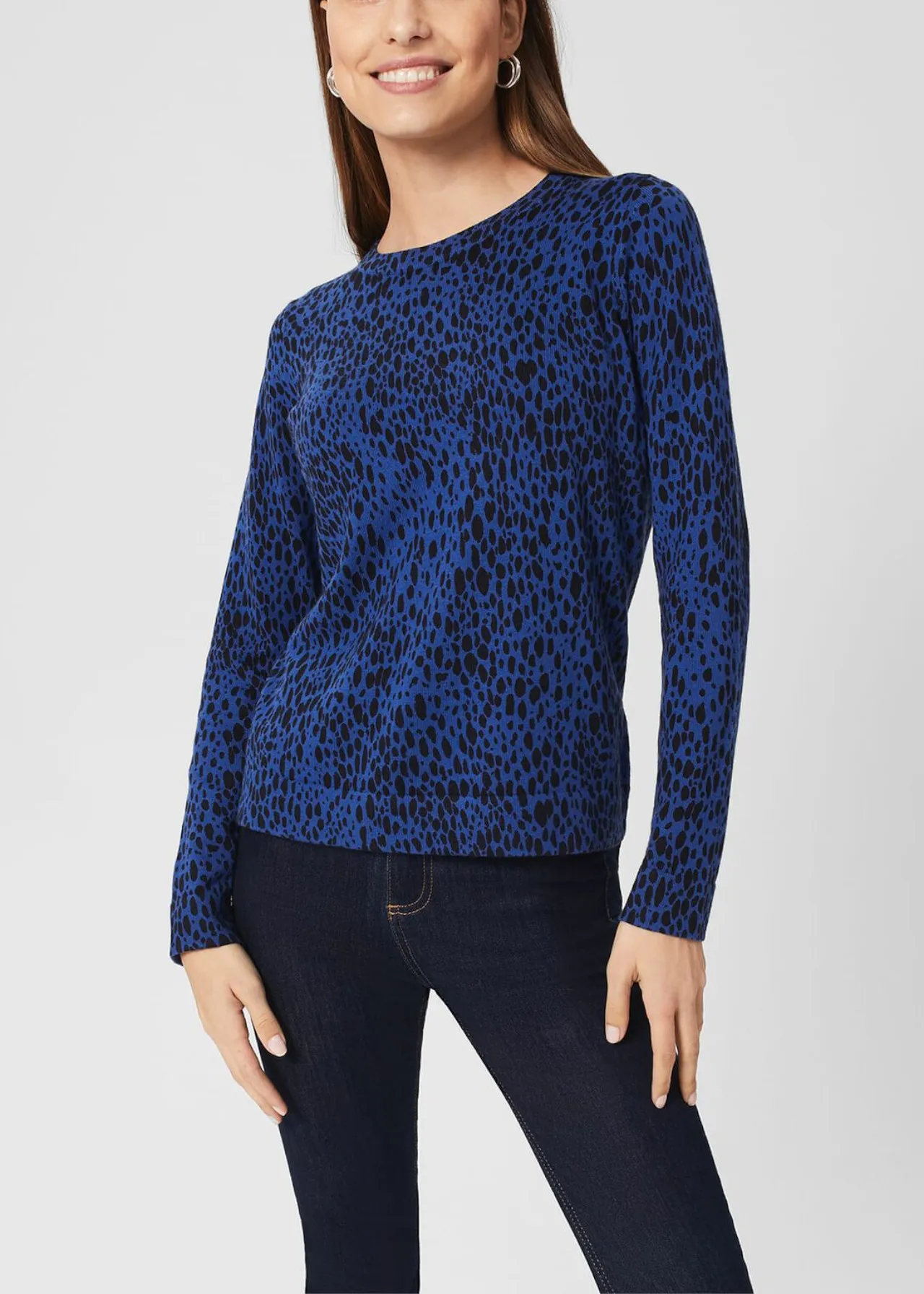 Hobbs London  |Crew Neck Leopard Patterns Casual Style Wool Nylon