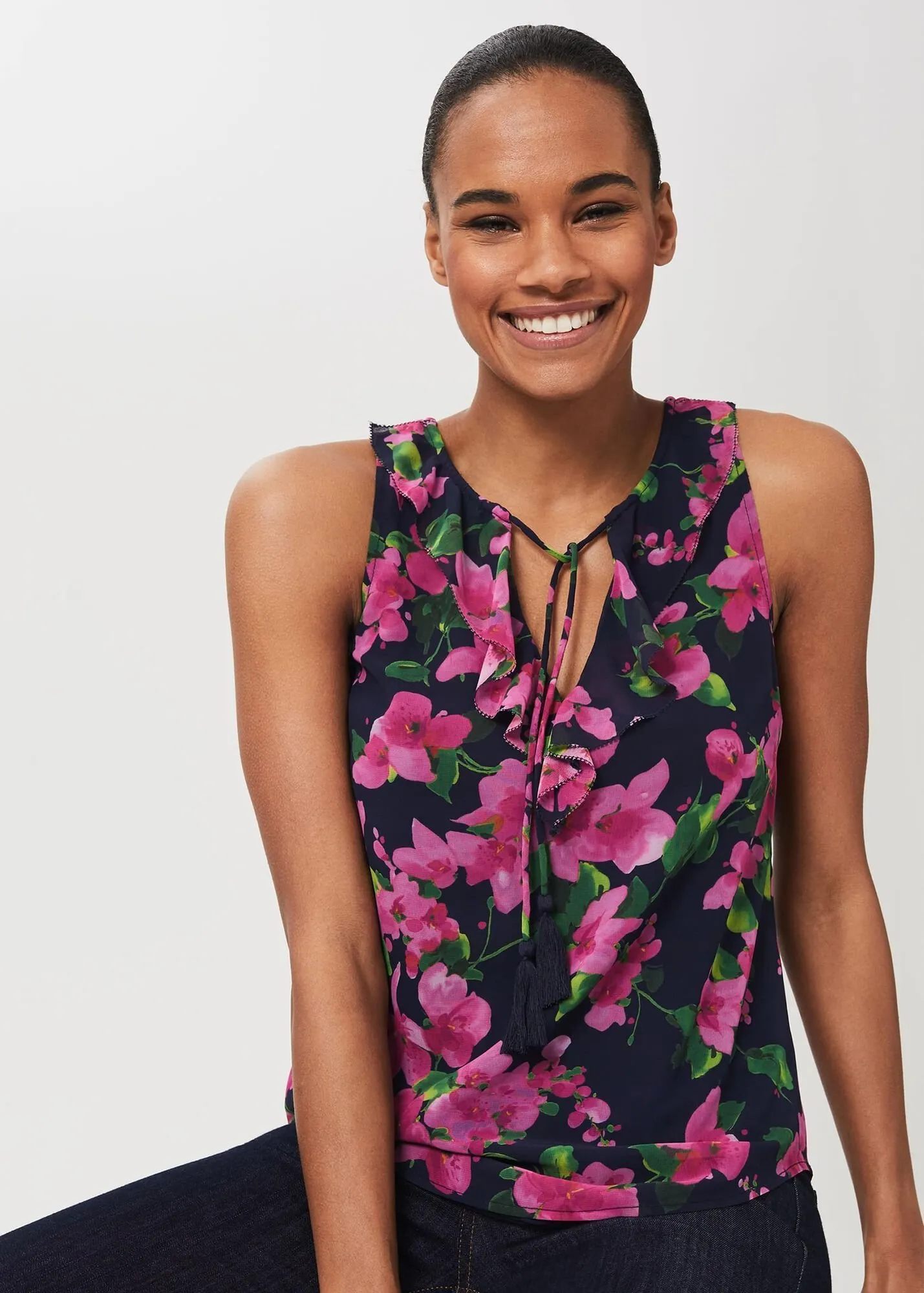 Hobbs London  |Flower Patterns Casual Style Sleeveless Medium Office Style