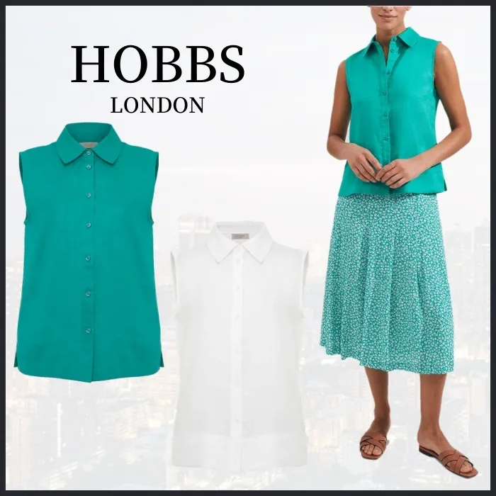 Hobbs London  |Short Casual Style Linen Sleeveless Plain Office Style