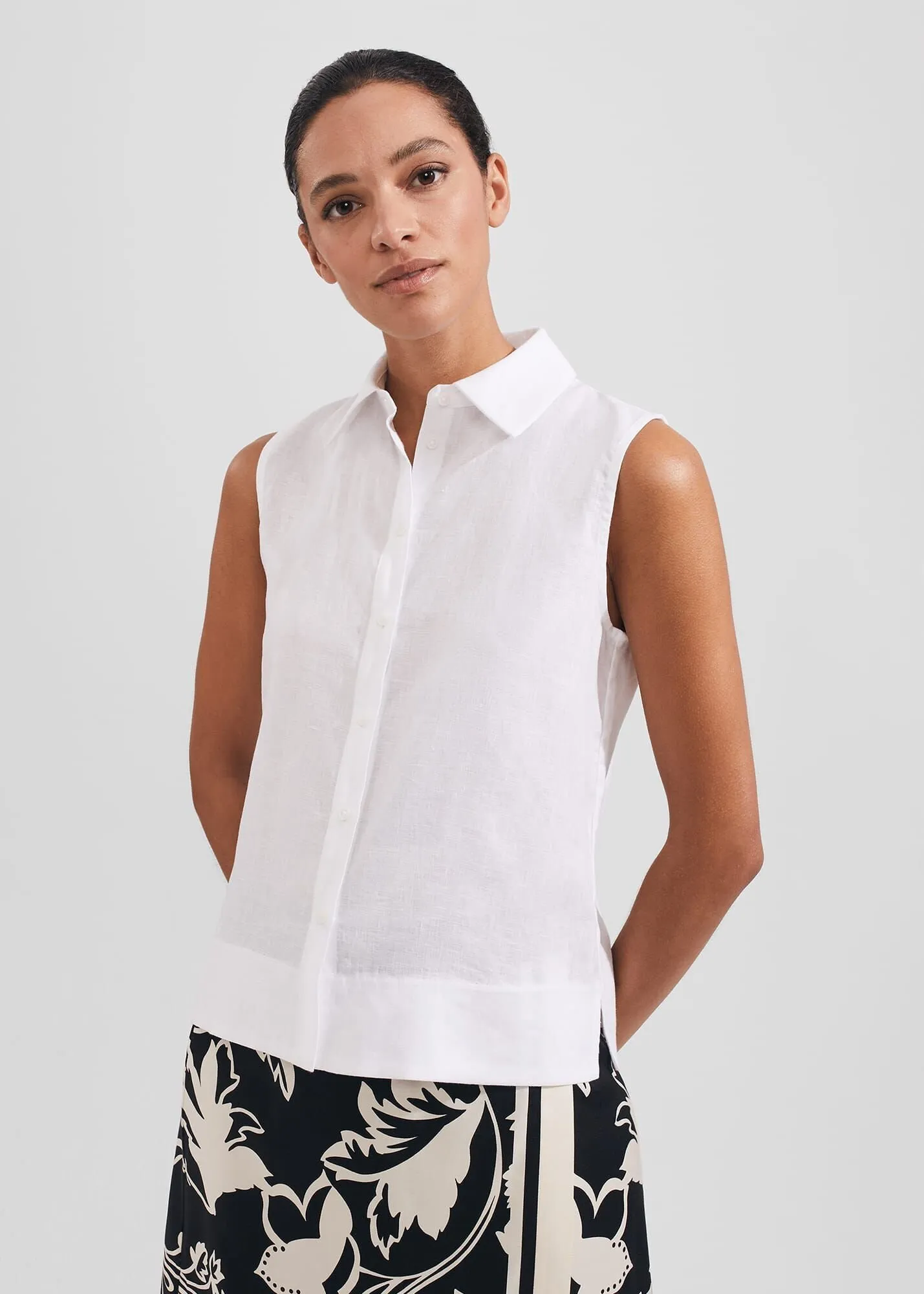 Hobbs London  |Short Casual Style Linen Sleeveless Plain Office Style