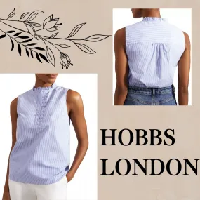 Hobbs London  |Stripes Casual Style Blended Fabrics Sleeveless Cotton