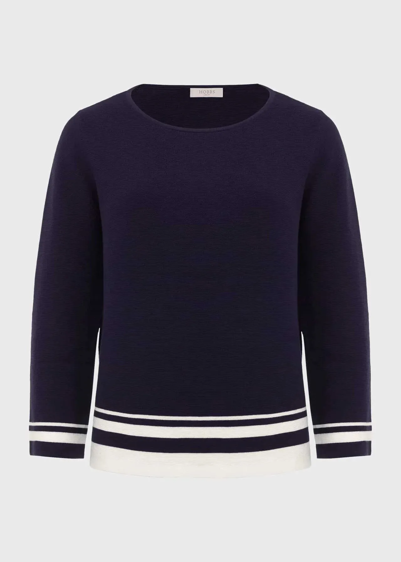 Hobbs London  |Stripes Casual Style Boat Neck Long Sleeves Plain Cotton