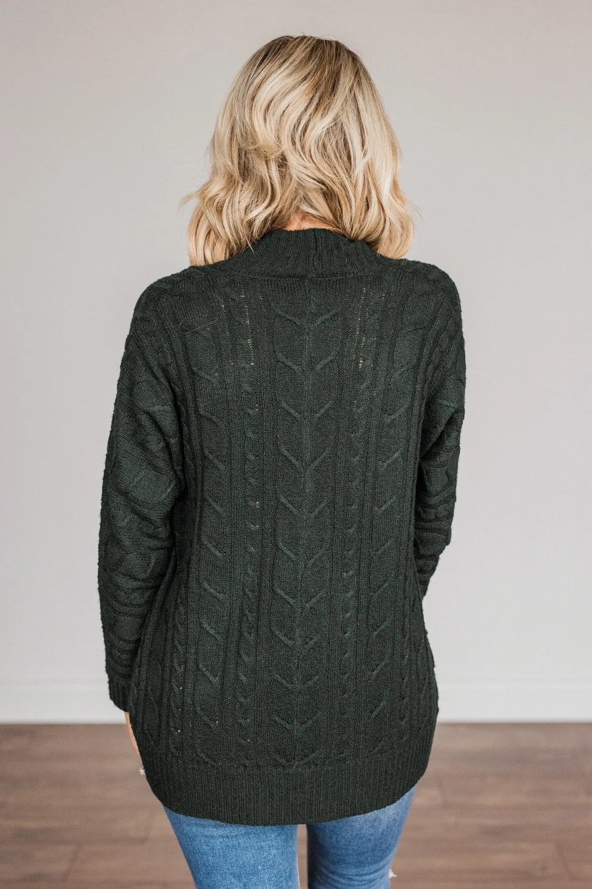 Home Is Where The Heart Is Knit Cardigan- Wintergreen