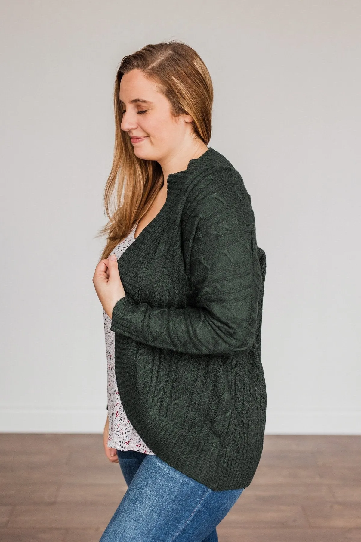 Home Is Where The Heart Is Knit Cardigan- Wintergreen