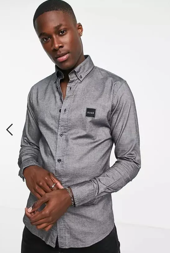 Hugo Boss  |Long Sleeves Plain Cotton Logo Shirts