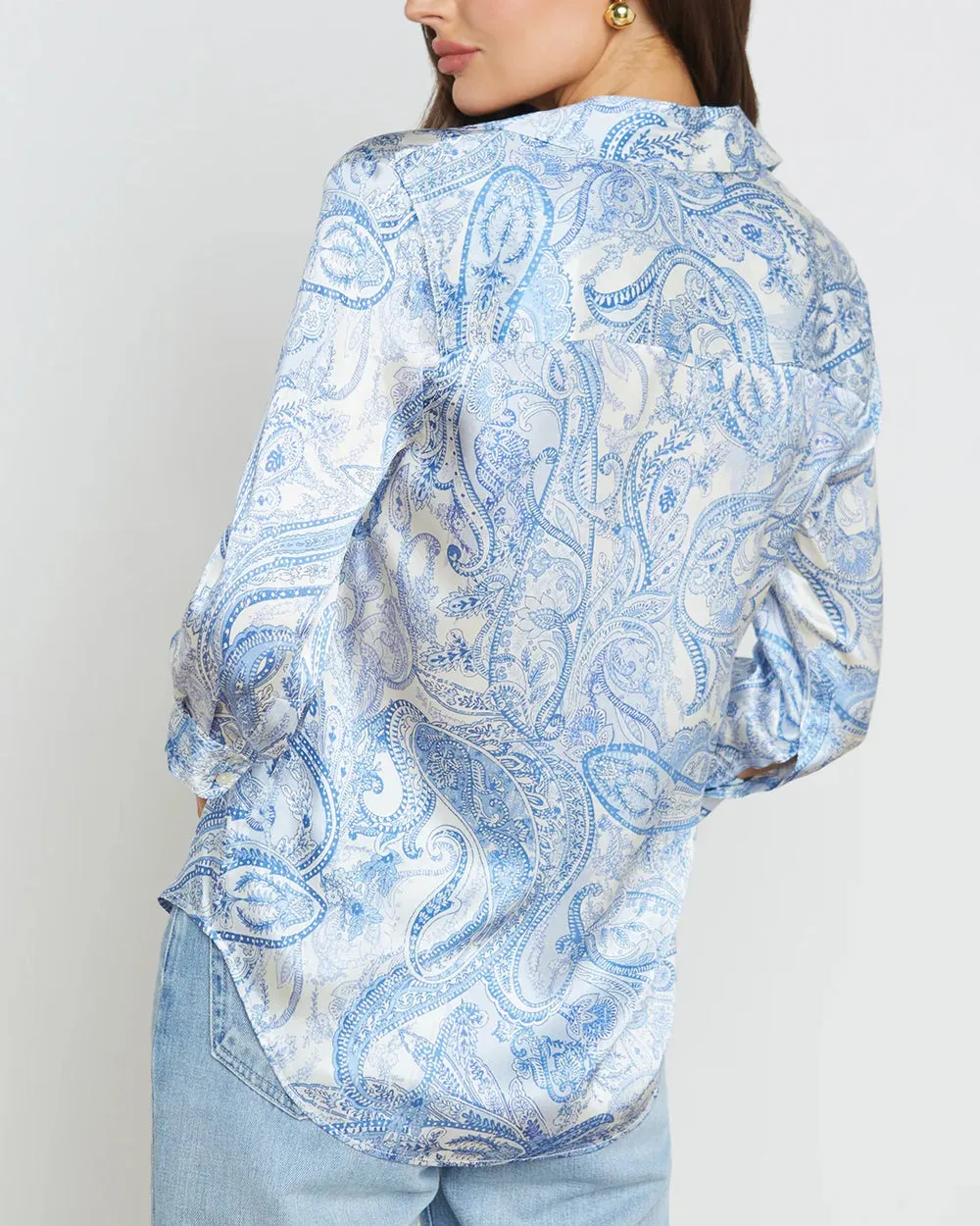 Ivory and Blue Paisley Dani Blouse