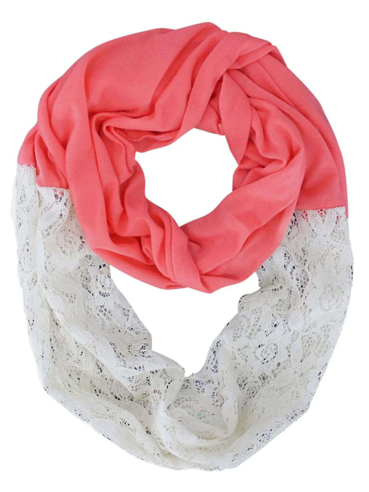 Jersey Knit & Lace Lightweight Circle Infinity Scarf