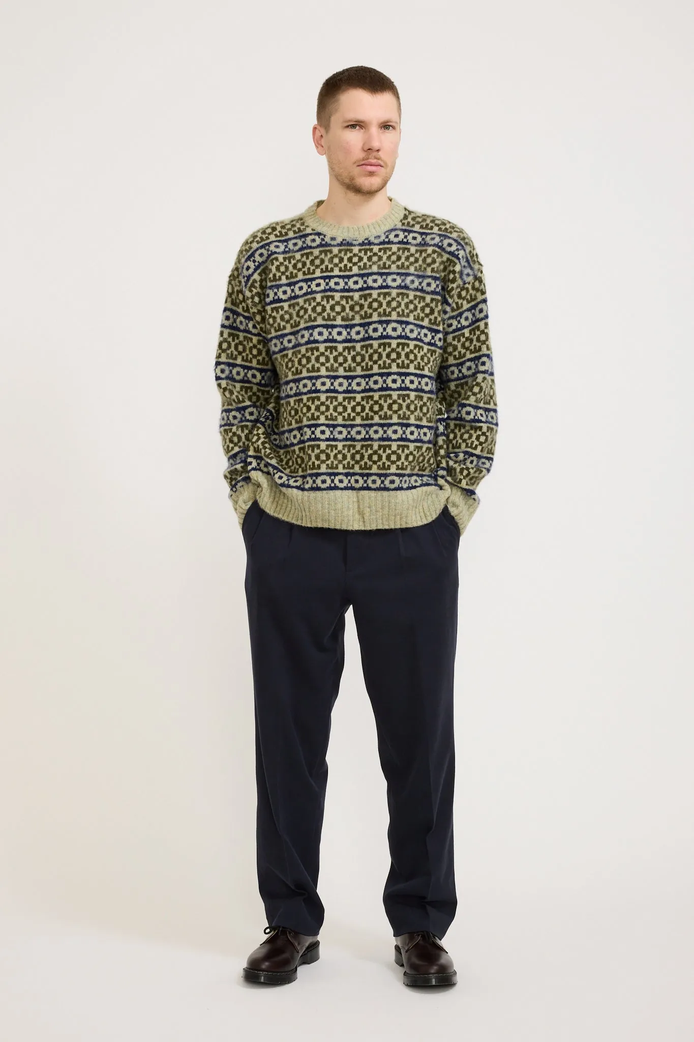 Jonas Scottish Lambswool Fair Isle Sweater Elm