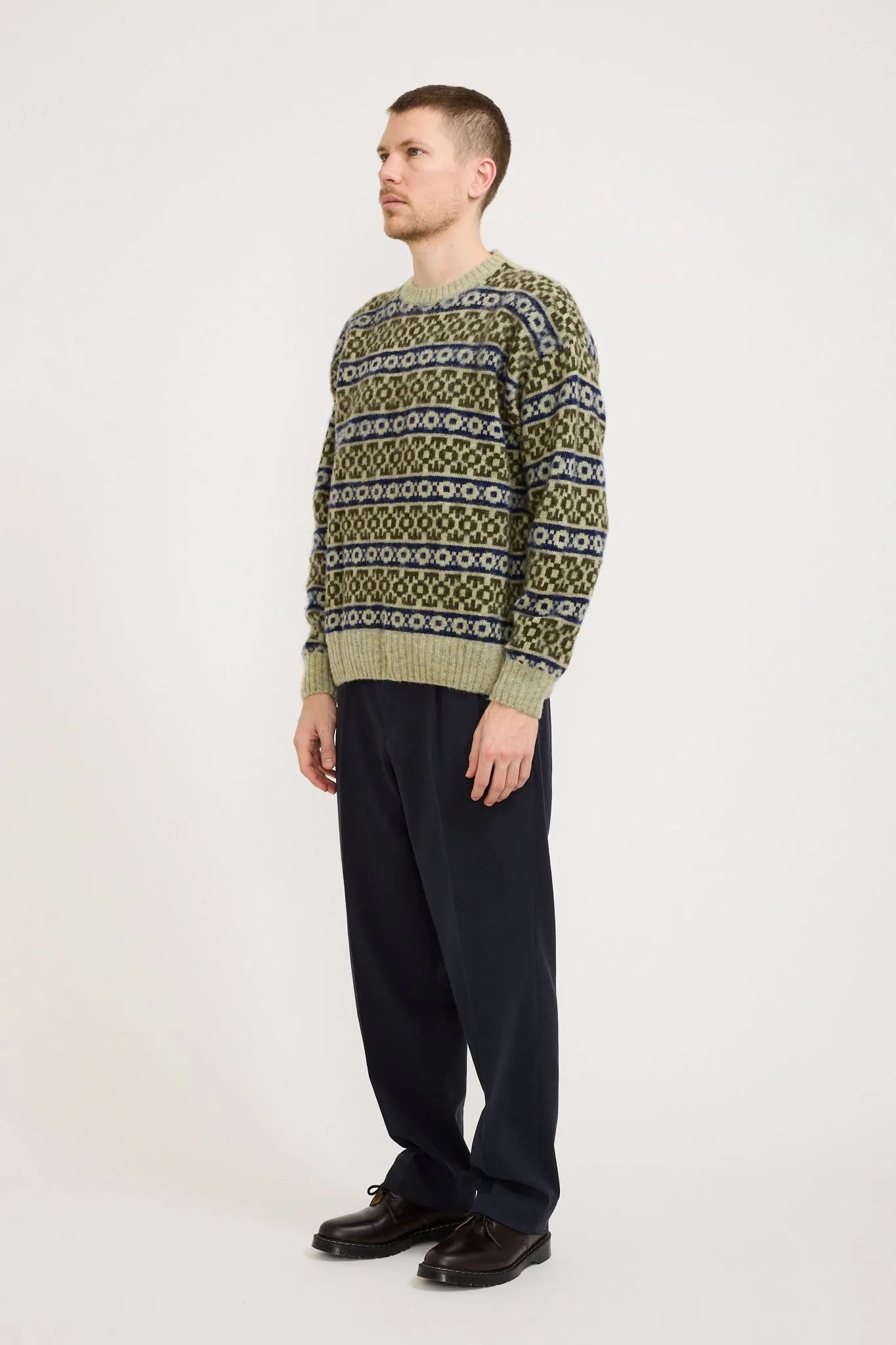 Jonas Scottish Lambswool Fair Isle Sweater Elm