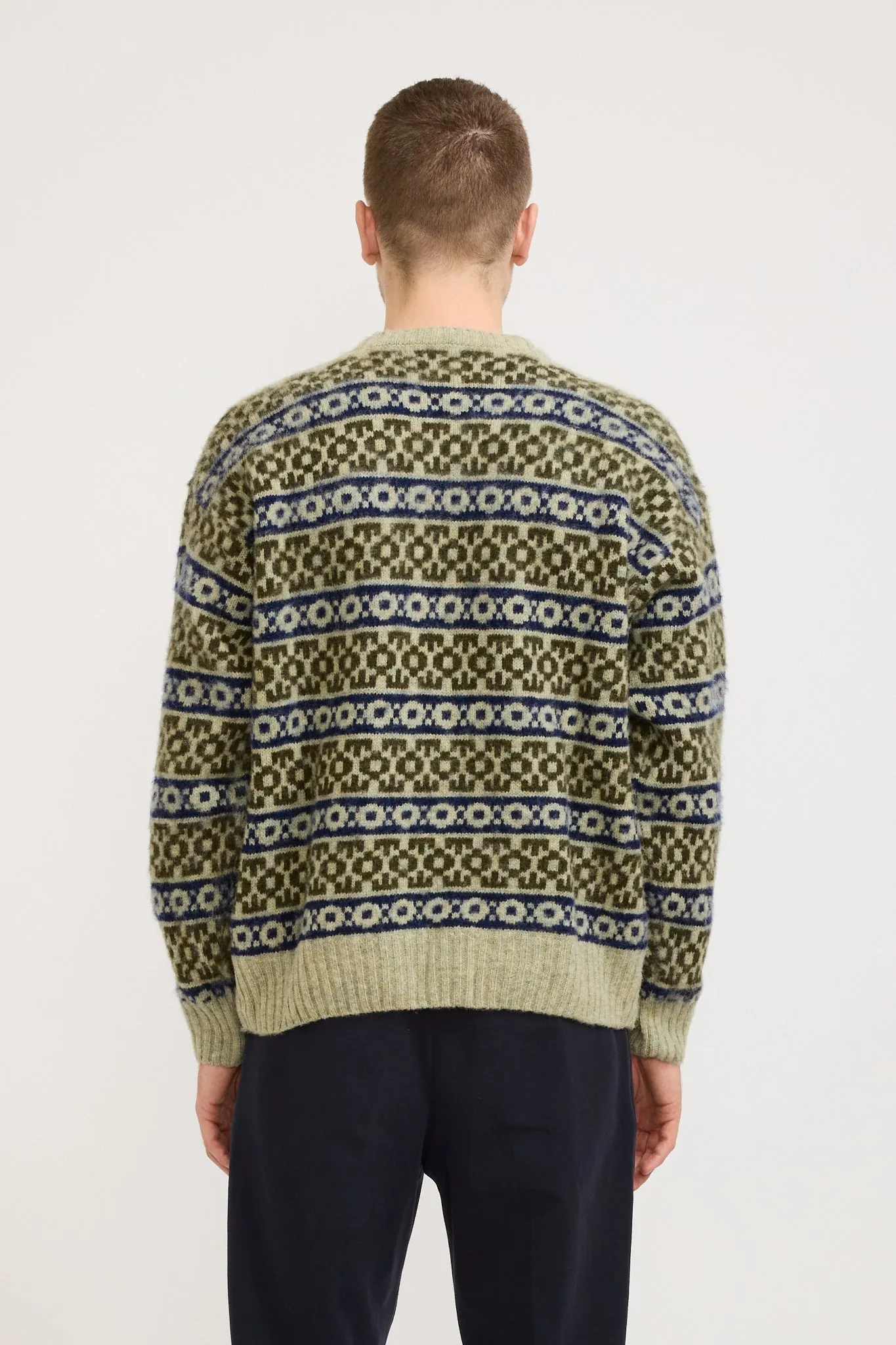 Jonas Scottish Lambswool Fair Isle Sweater Elm