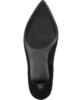 JOURNEE COLLECTION Womens Black Padded Isobel Pointed Toe Kitten Heel Zip-Up Booties