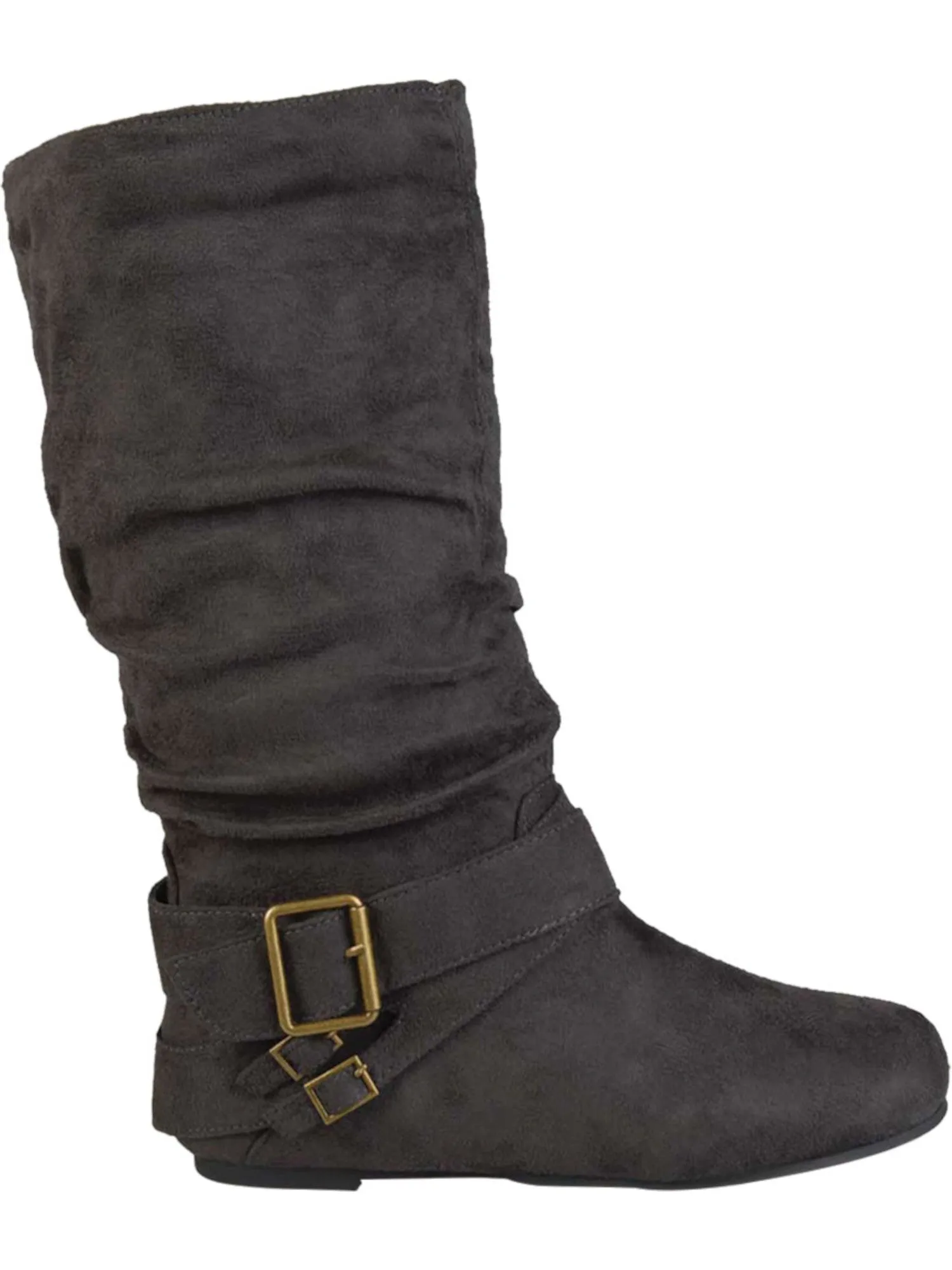 JOURNEE COLLECTION Womens Gray Buckle Accent Comfort Round Toe Slip On Slouch Boot M