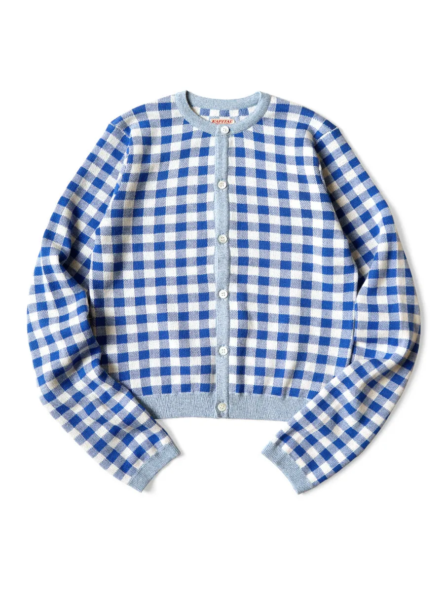 Kapital 12G Knit Gingham Check Bolero Cardigan women