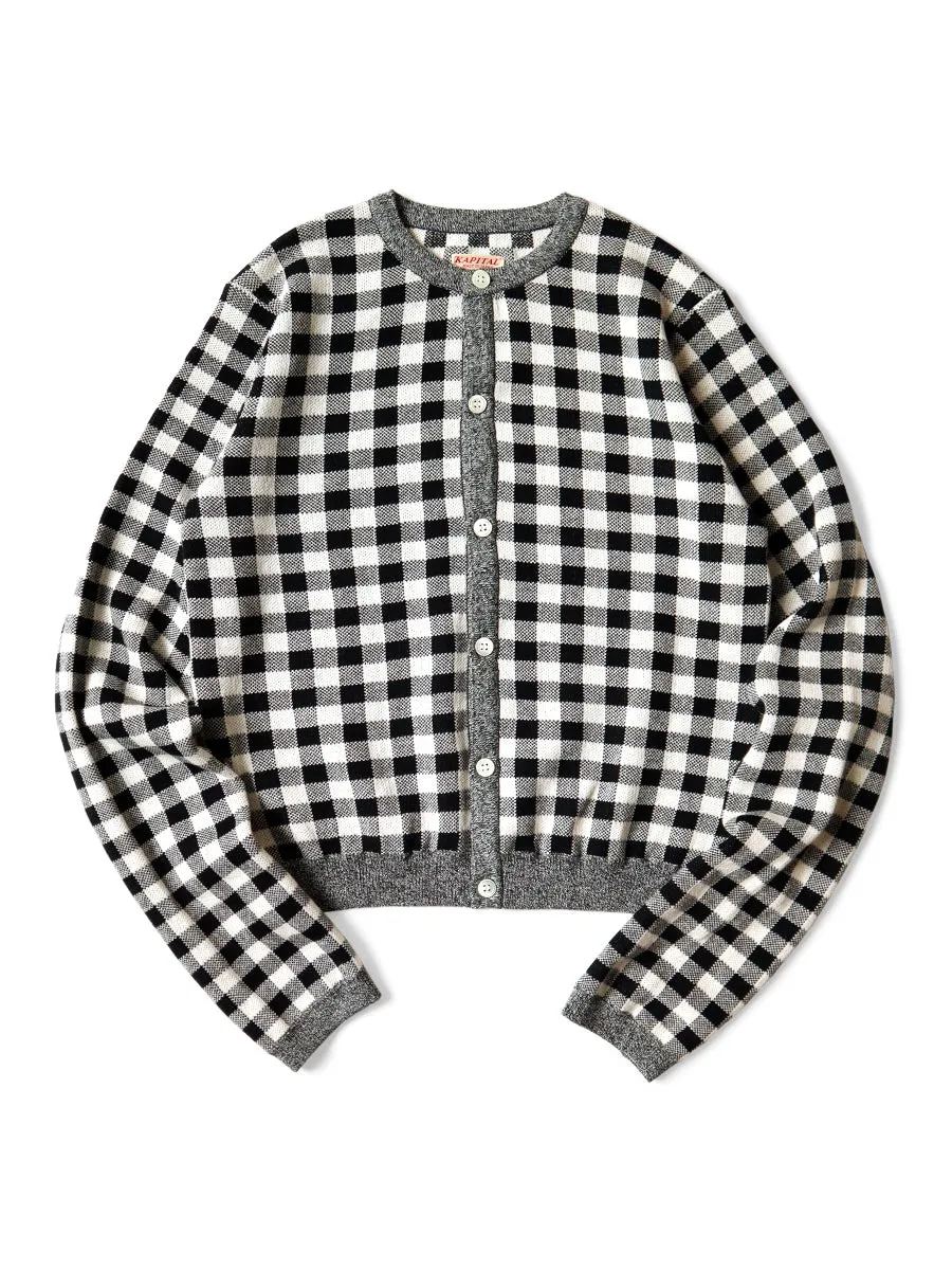 Kapital 12G Knit Gingham Check Bolero Cardigan women