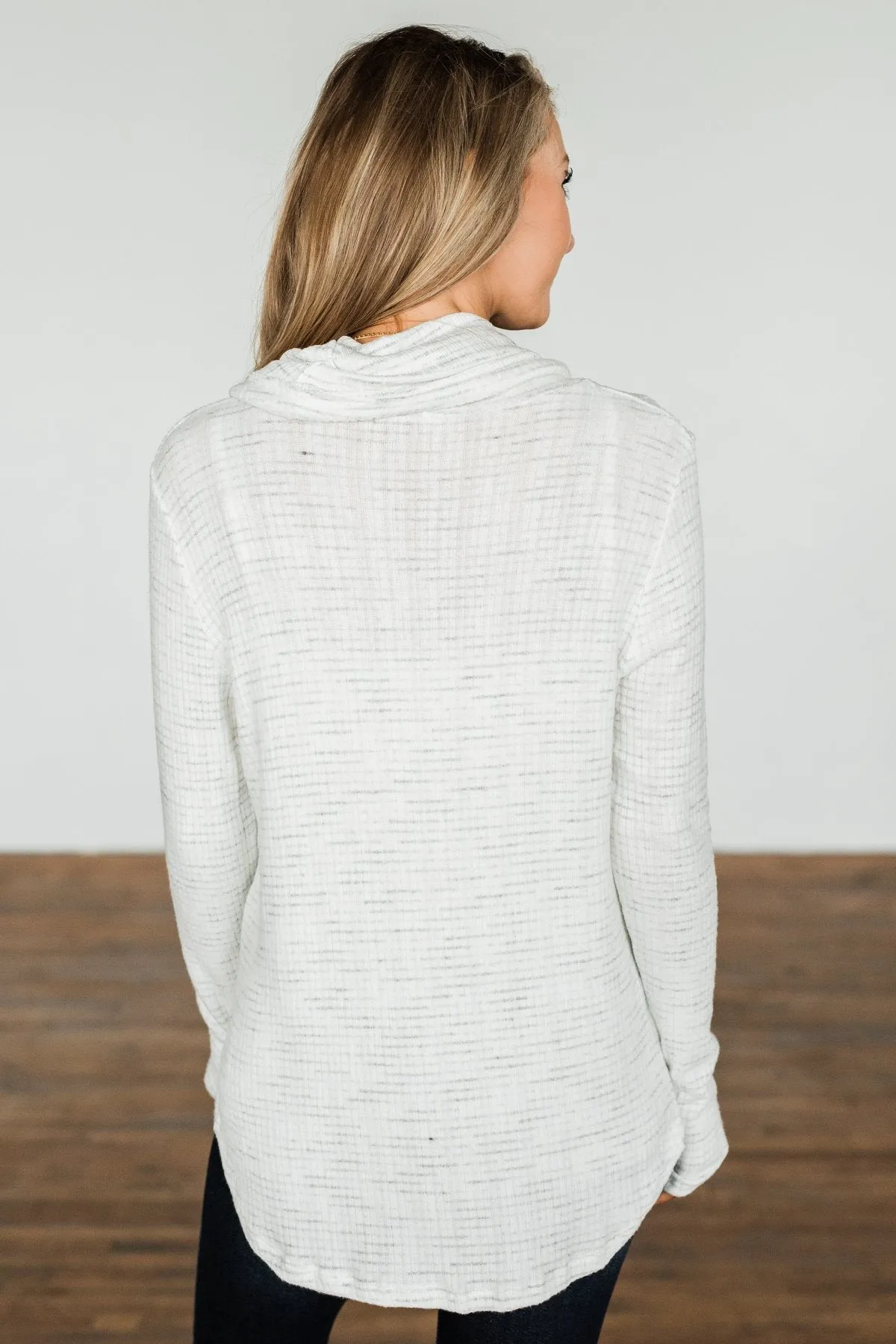 Keep It Casual Drawstring Cowl Neck Top- Ivory