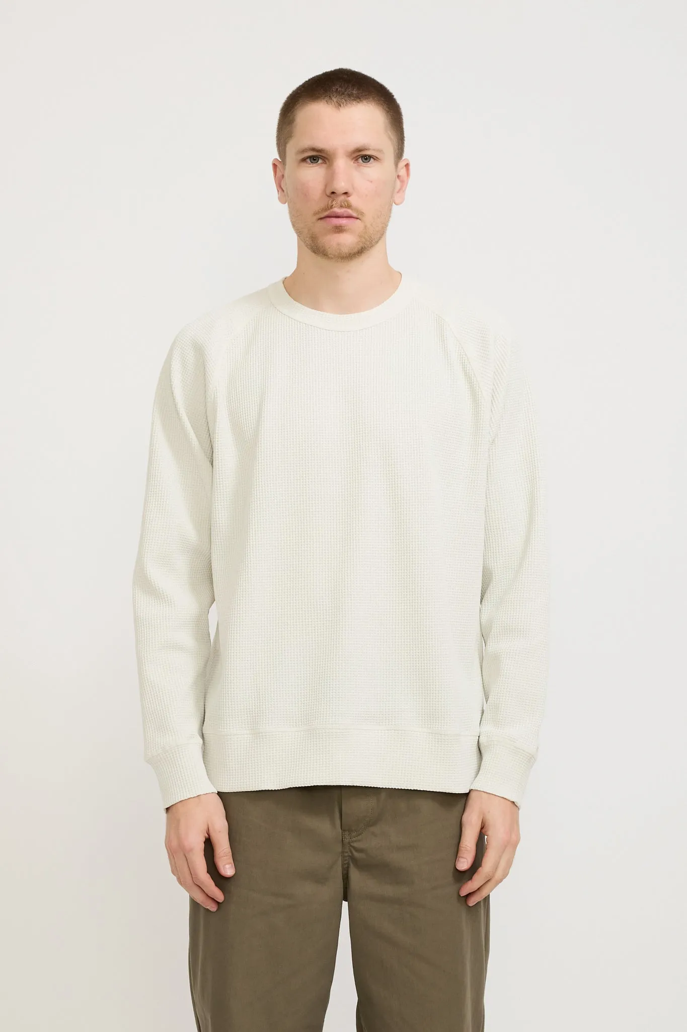 Kristian Relaxed Tech Waffle Sweater Lucid White