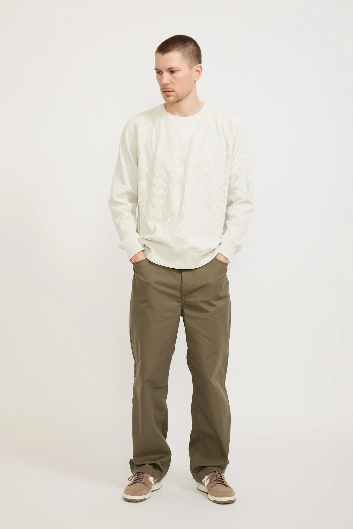 Kristian Relaxed Tech Waffle Sweater Lucid White