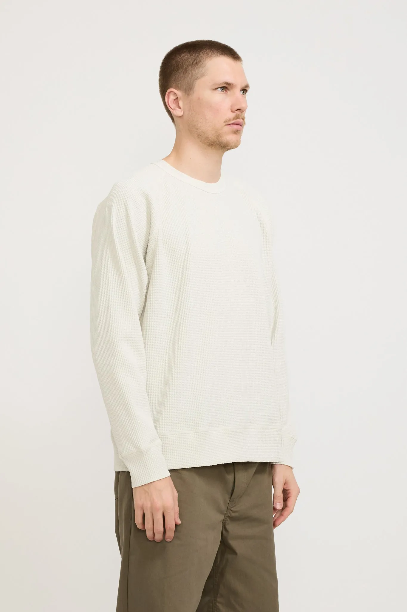 Kristian Relaxed Tech Waffle Sweater Lucid White