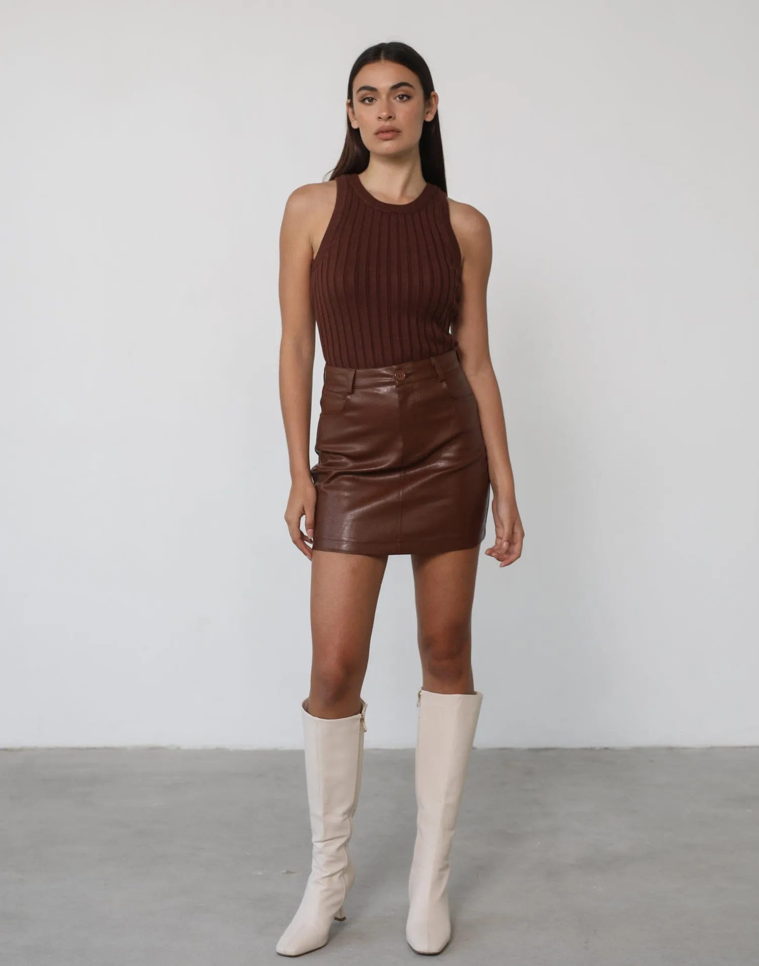 Kymberlee Mini Skirt (Brown)