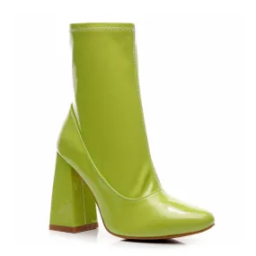 La Gogo Ankle Boot - Chartreuse Wet Look - Rubber Sole