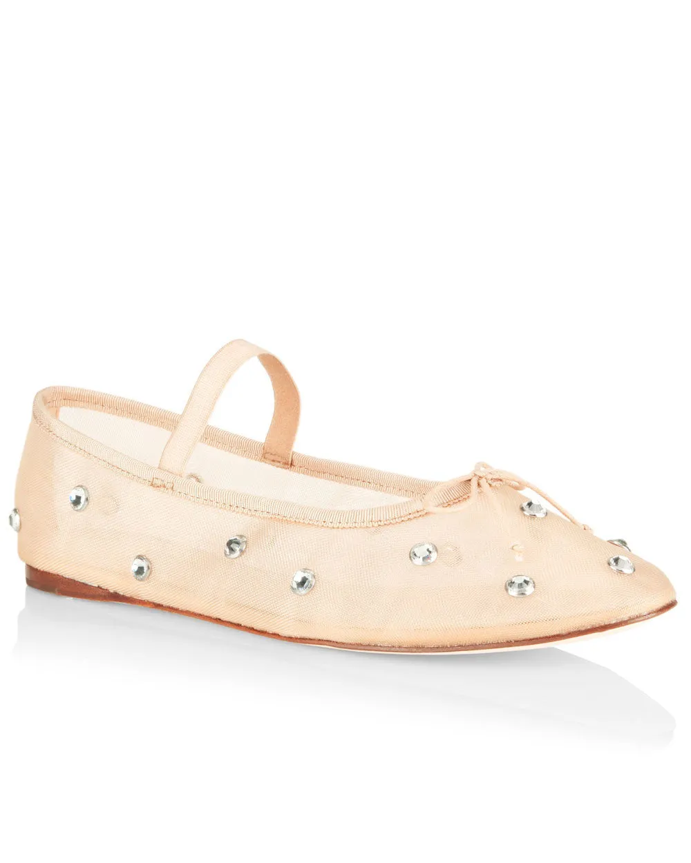 Leonie Cystal Mesh Ballet Flat in Cream