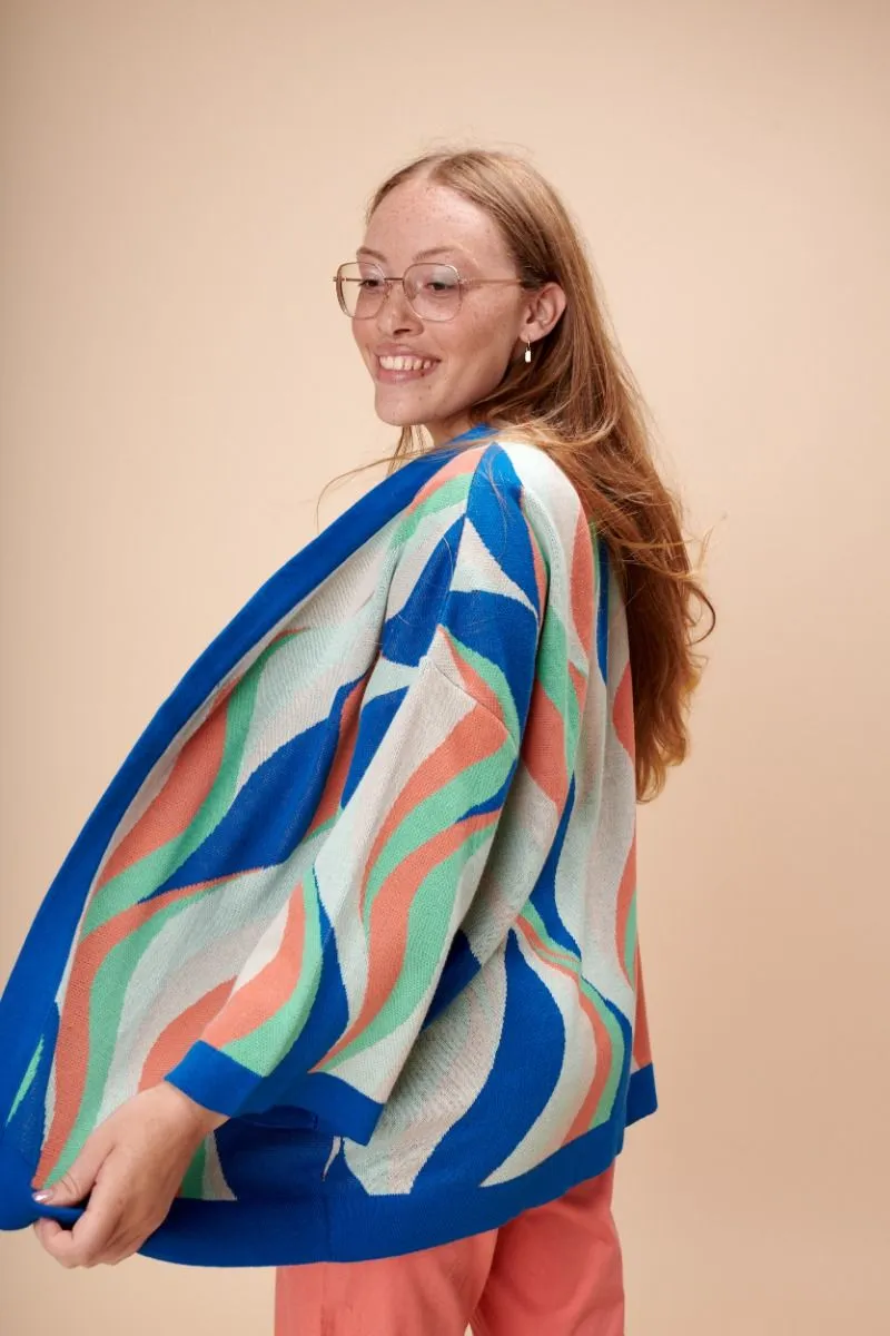 Lily-Balou Snorkel Blue Magnolia Kimono Jacquard Cardigan