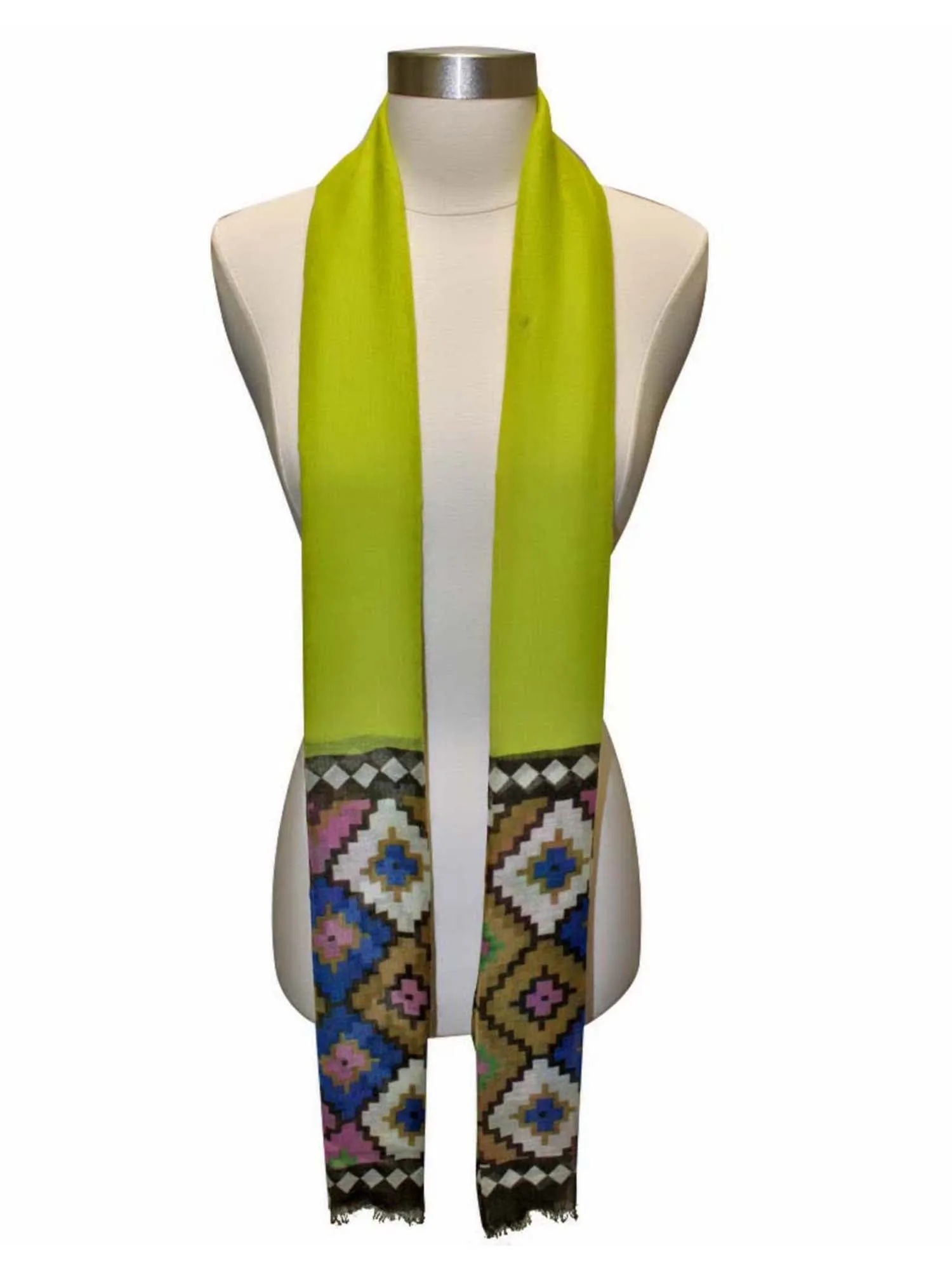 Lime Green Tribal Aztec Pattern Scarf