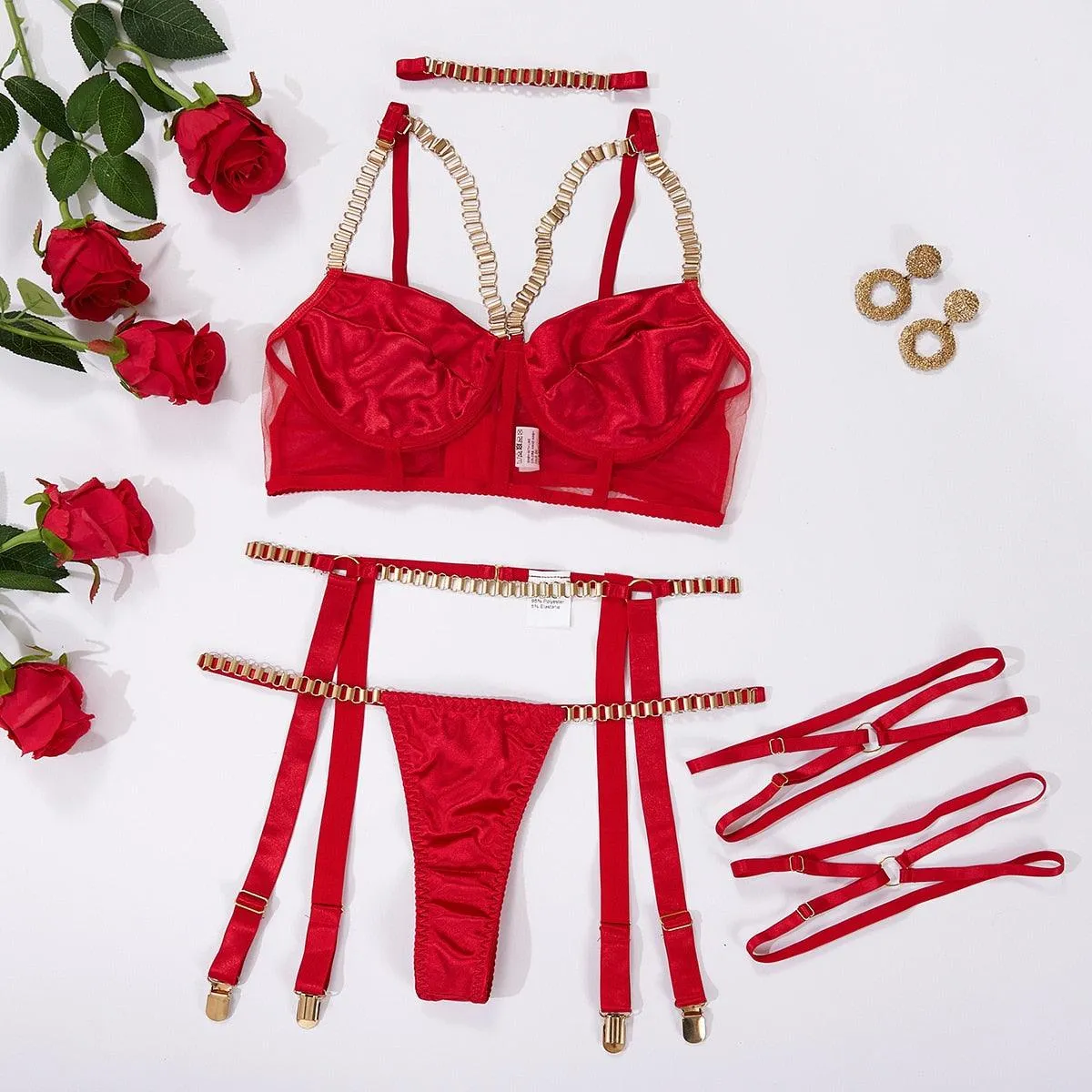 Lingerie With Chain Strap SexyUnderwear 6-Piece Sensual Set