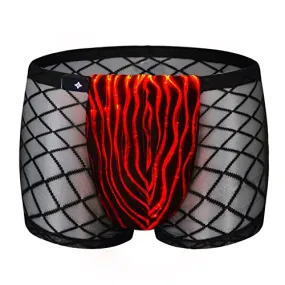 Lumisonata Men's Underwear Led Sexy Boxer Briefs Light Up Mesh Lace Panties Luminous Swimsuit Glow Breathable Low Rise Shorts fo