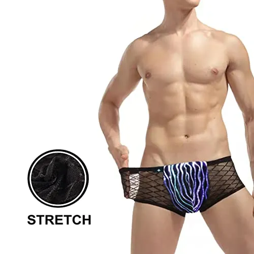 Lumisonata Men's Underwear Led Sexy Boxer Briefs Light Up Mesh Lace Panties Luminous Swimsuit Glow Breathable Low Rise Shorts fo