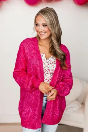 Make Your Own Path Knit Cardigan- Bright Pink