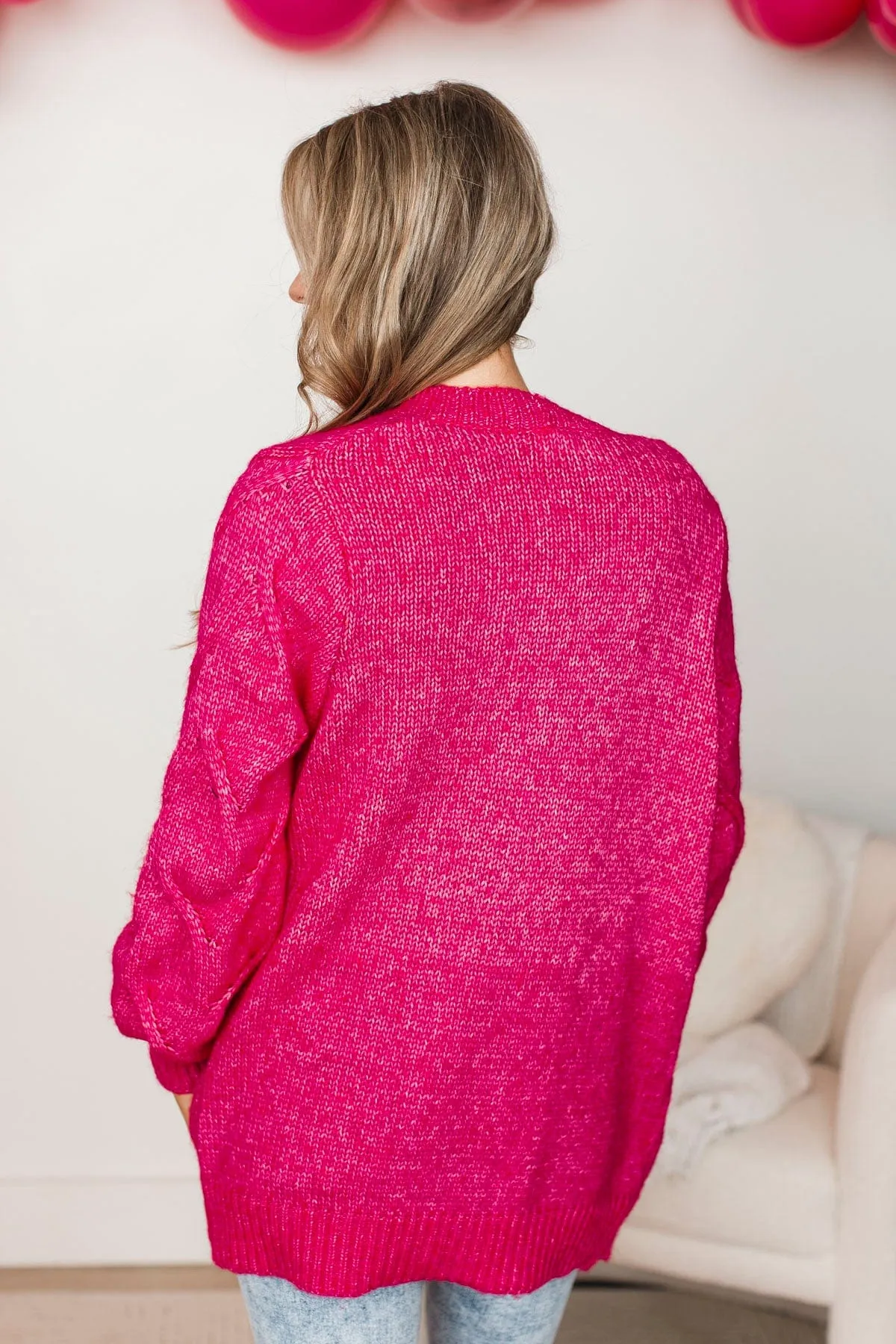 Make Your Own Path Knit Cardigan- Bright Pink