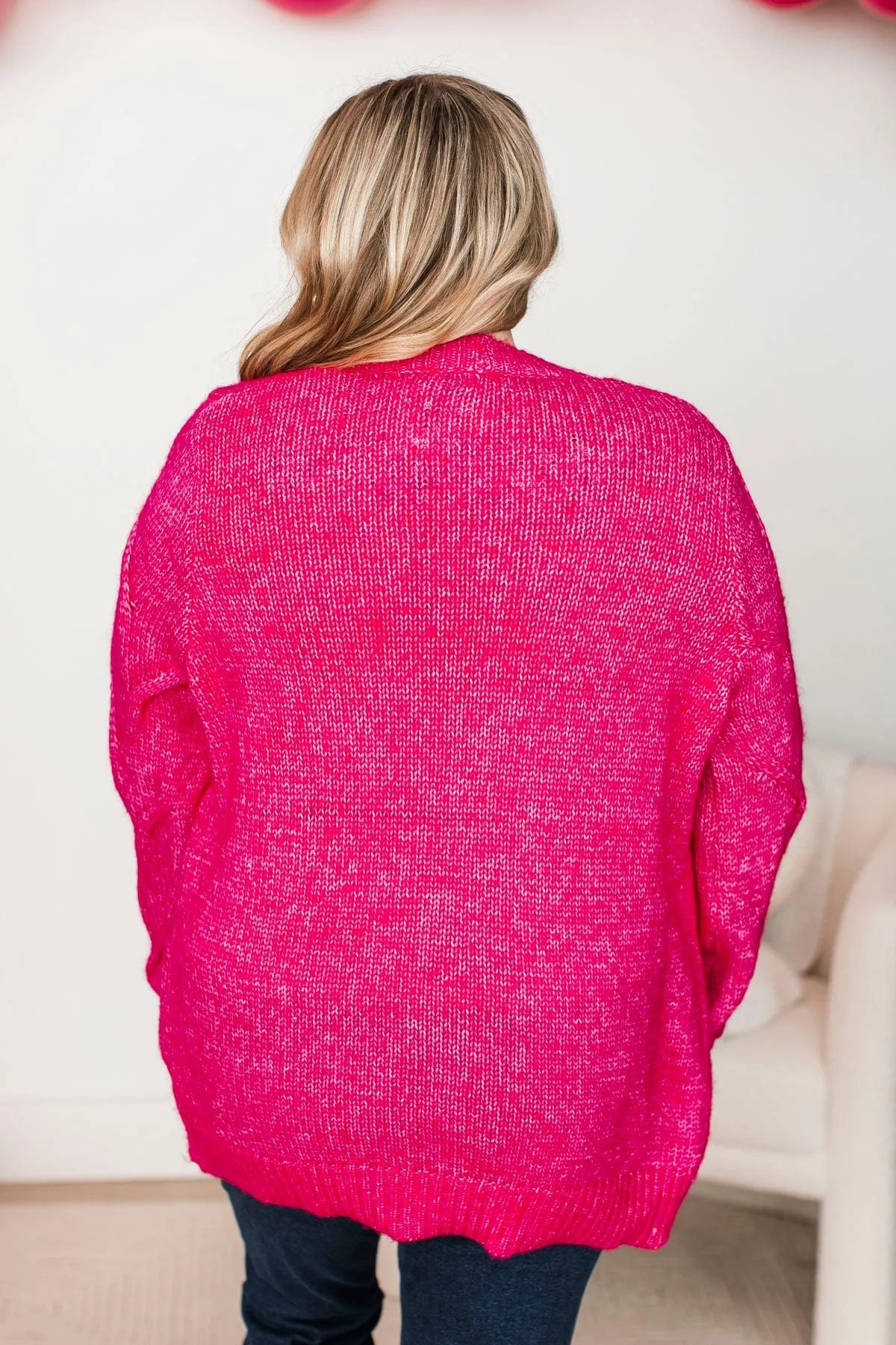 Make Your Own Path Knit Cardigan- Bright Pink