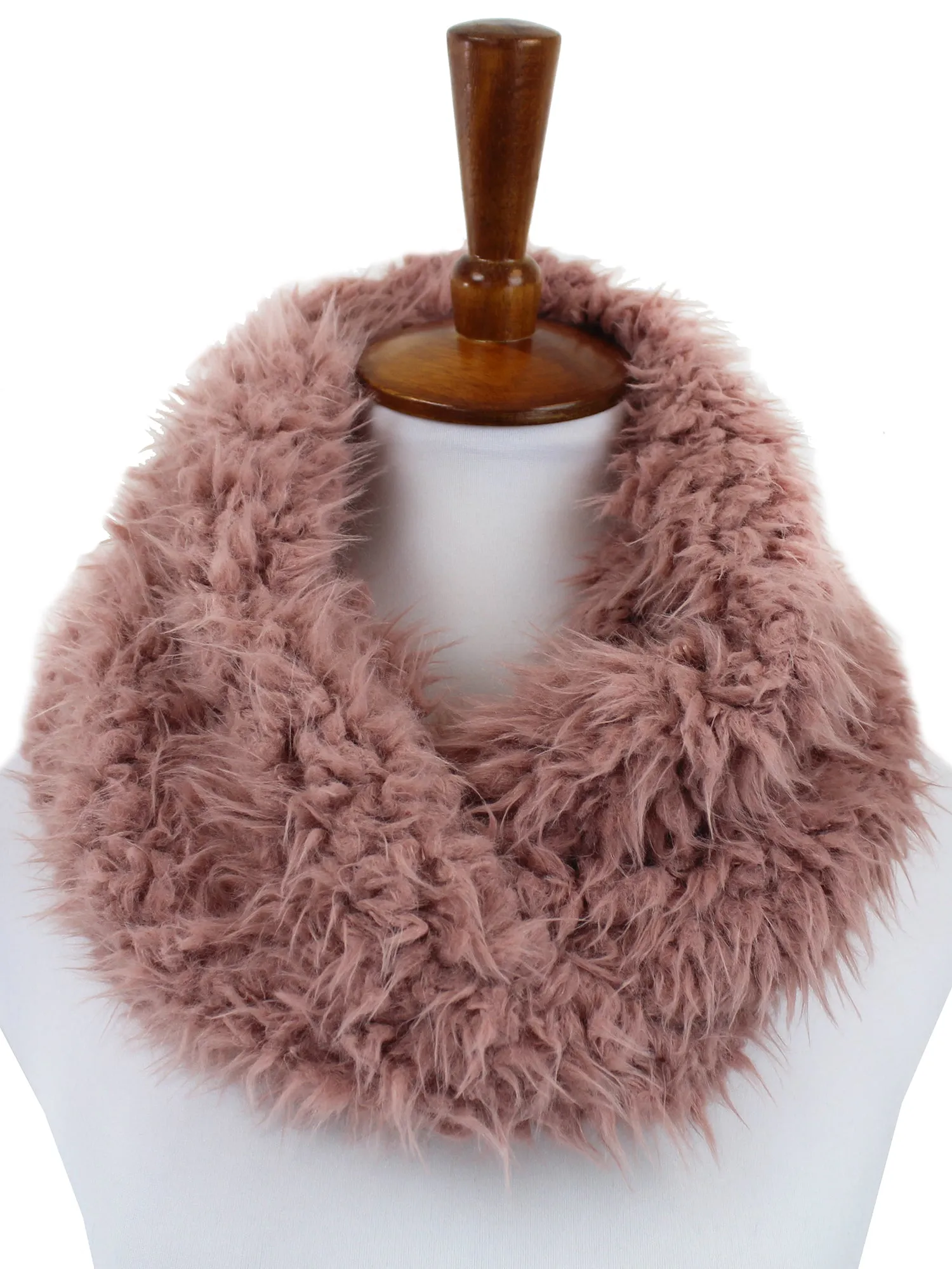 Mauve Faux Fur Cozy Winter Infinity Scarf