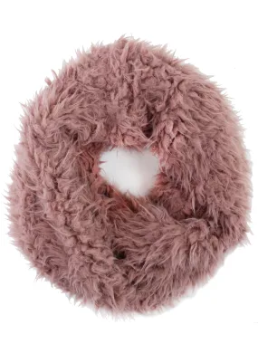 Mauve Faux Fur Cozy Winter Infinity Scarf