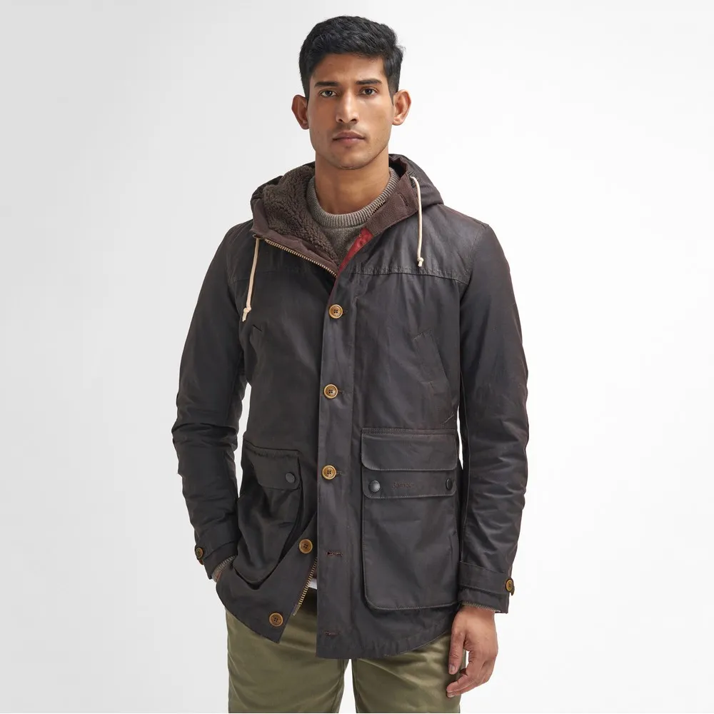 Mens Brown Game Waxed Parka