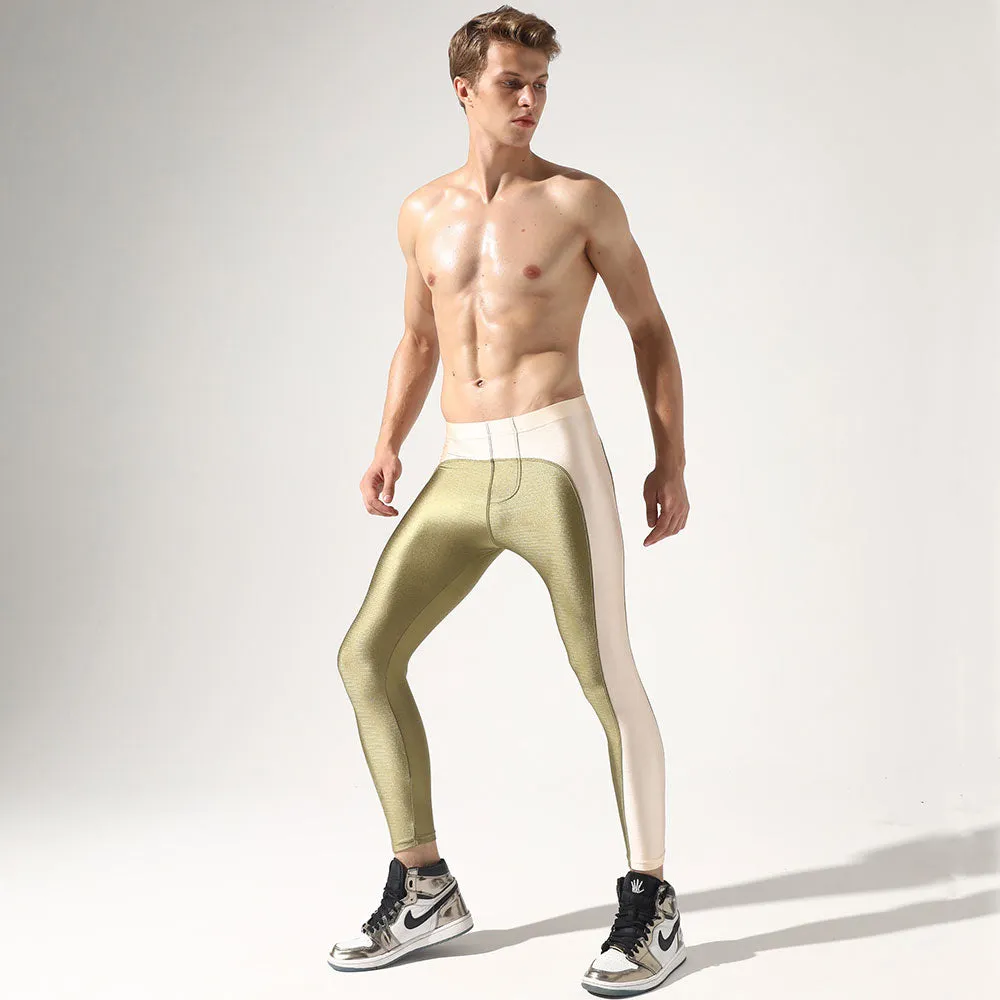 Men's Long Underwear Solid Patchwork Low-Waist Casual Fitness Pants