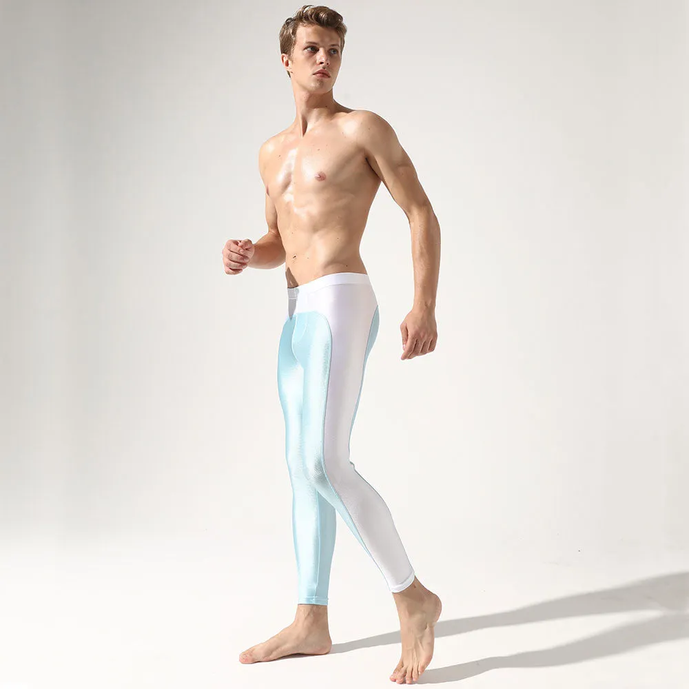 Men's Long Underwear Solid Patchwork Low-Waist Casual Fitness Pants