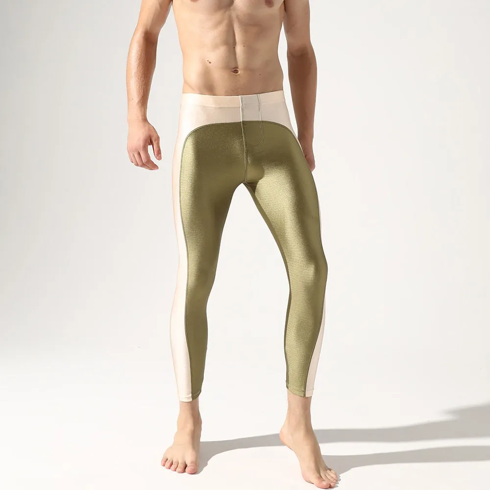 Men's Long Underwear Solid Patchwork Low-Waist Casual Fitness Pants