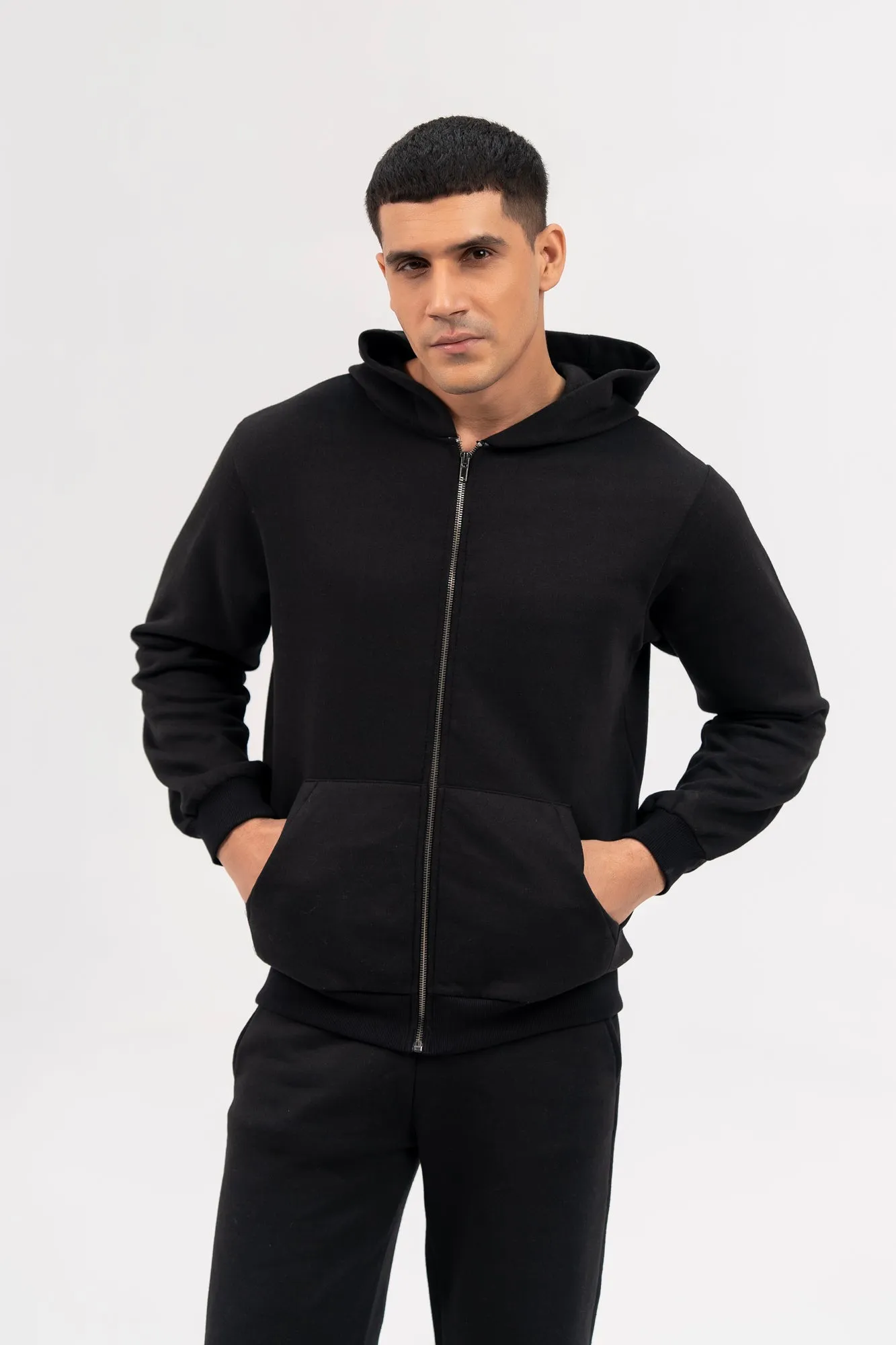 Men's Zipper Hoodie - Black