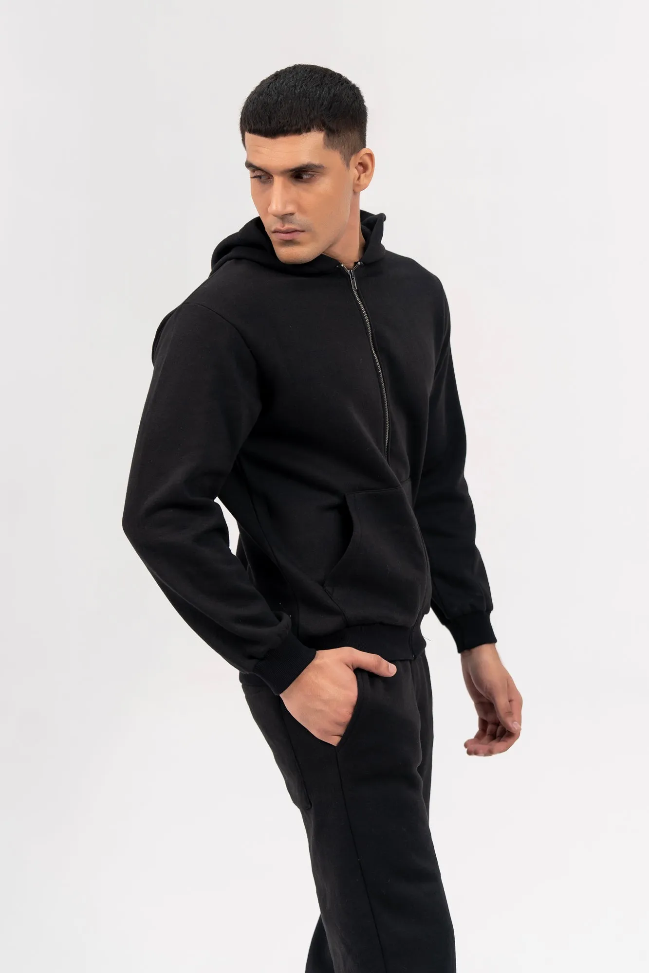 Men's Zipper Hoodie - Black