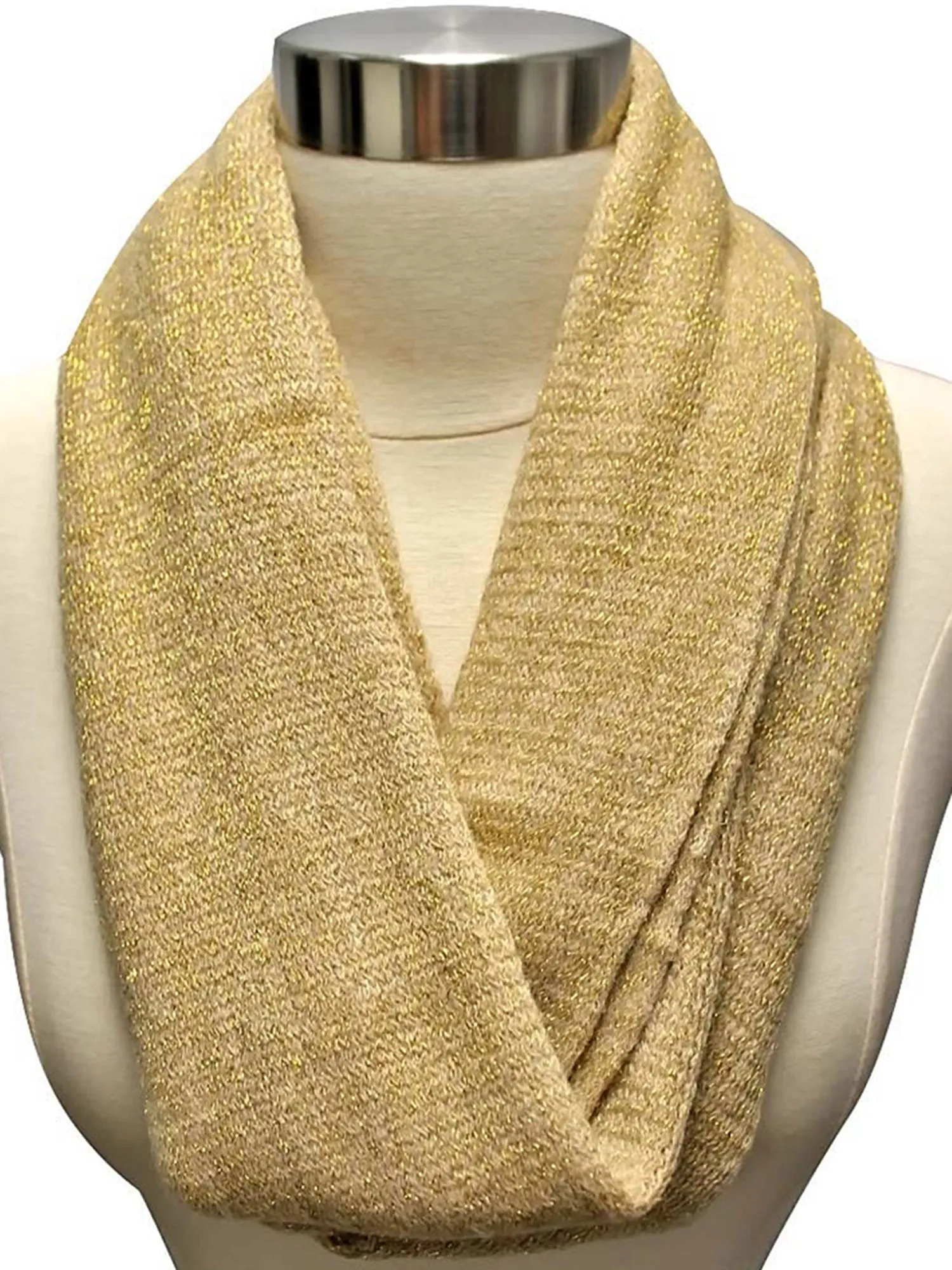 Metallic Winter Knit Circle Infinity Scarf