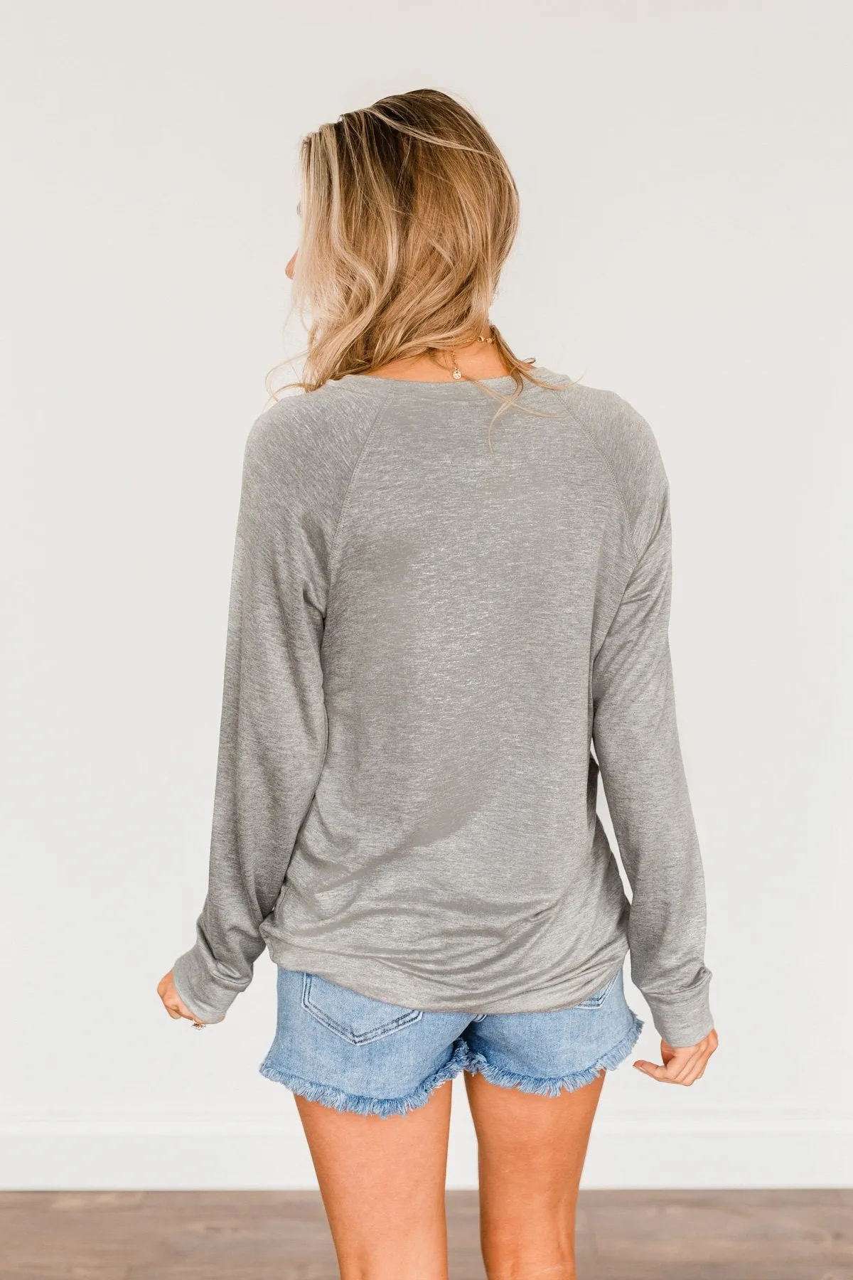 Midwest Long Sleeve Graphic Top- Grey